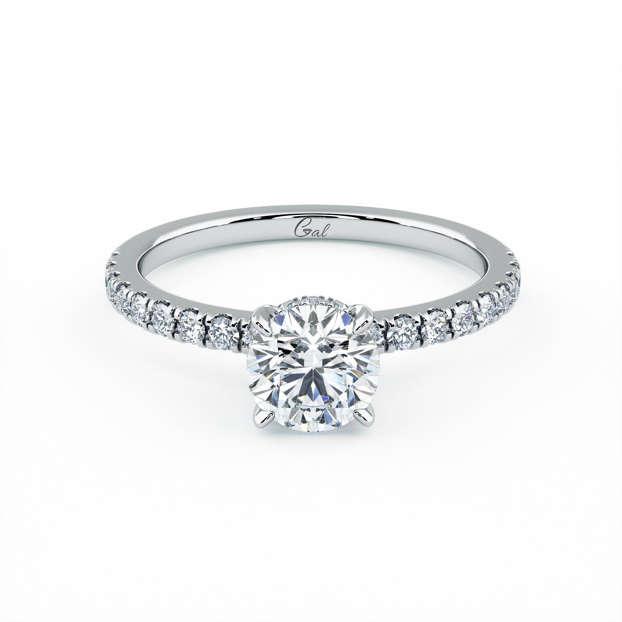 0.70 Carat Round Brilliant Micropavé Engagement Ring