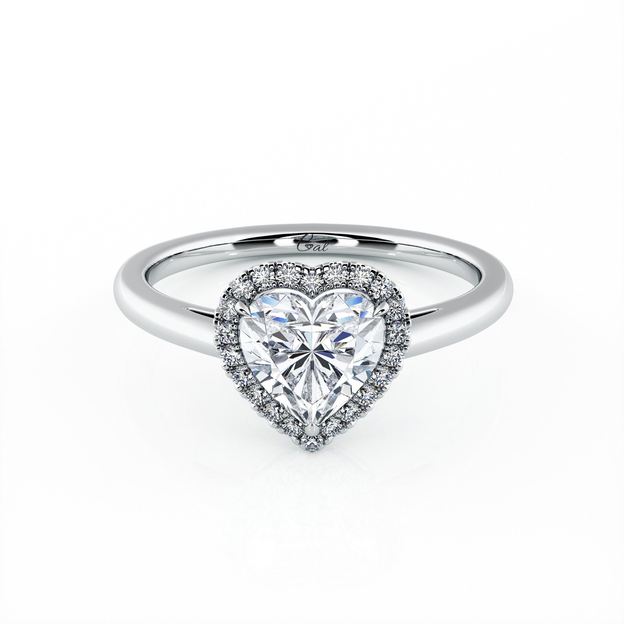 1.00 Carat Heart Shape Halo Engagement Ring