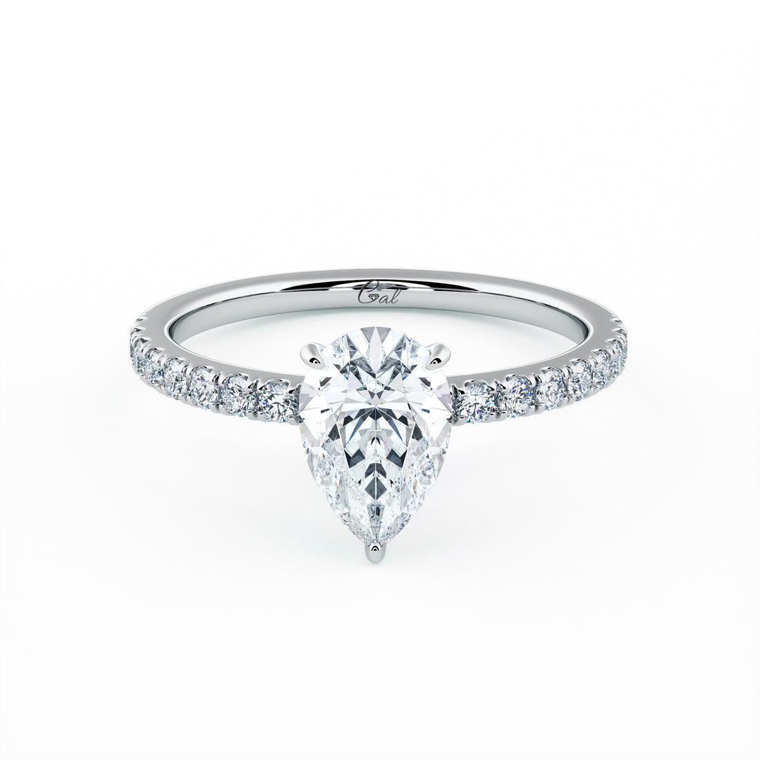 1.00 Carat Pear Shape Micropavé Engagement Ring
