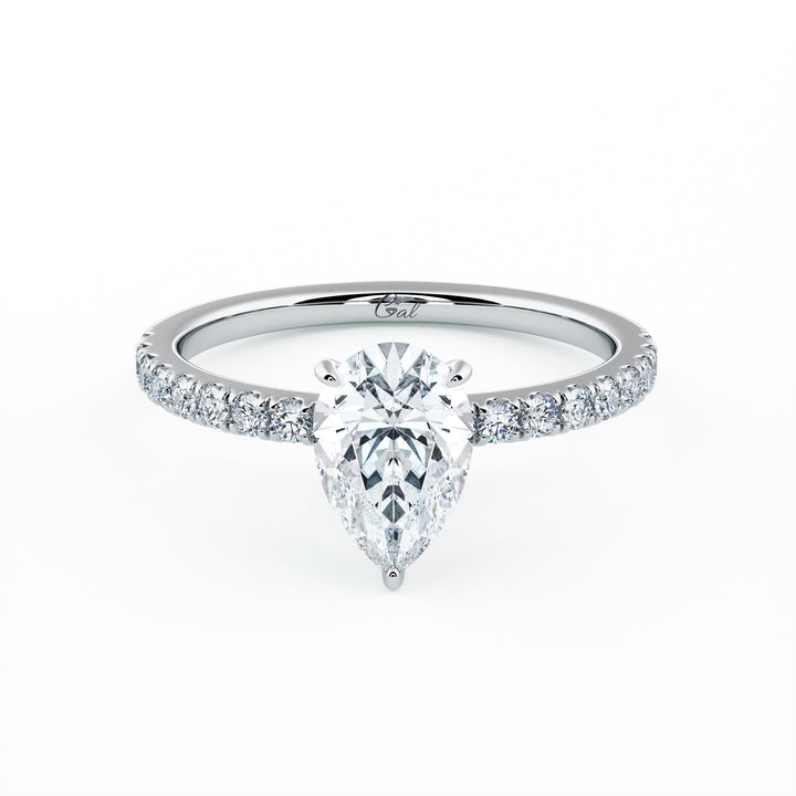 1.00 Carat Pear Shape Micropavé Engagement Ring