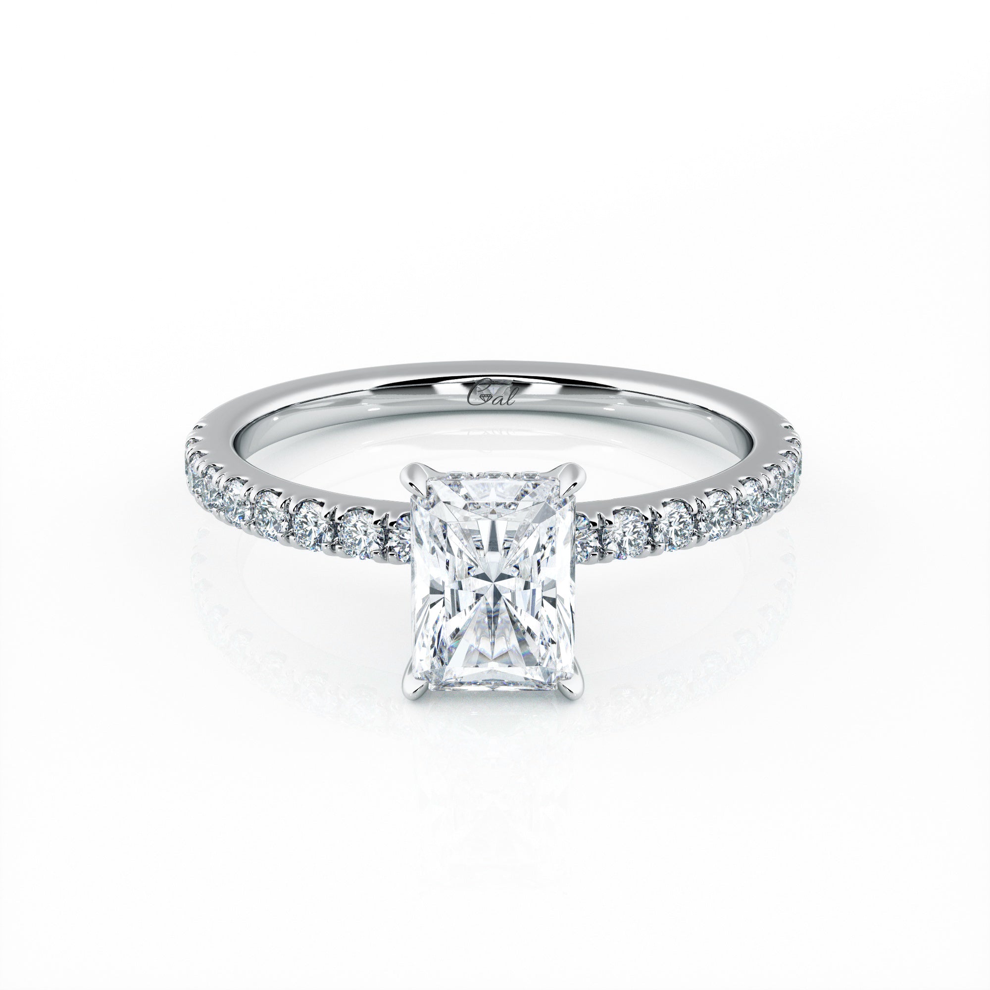 1.00 Carat Radiant Shape Micropavé Engagement Ring