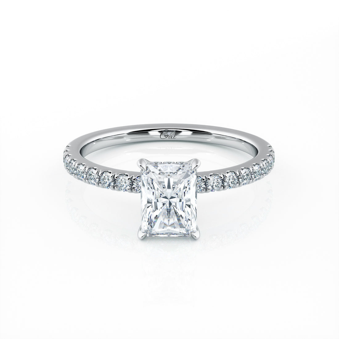 1.00 Carat Radiant Shape Micropavé Engagement Ring