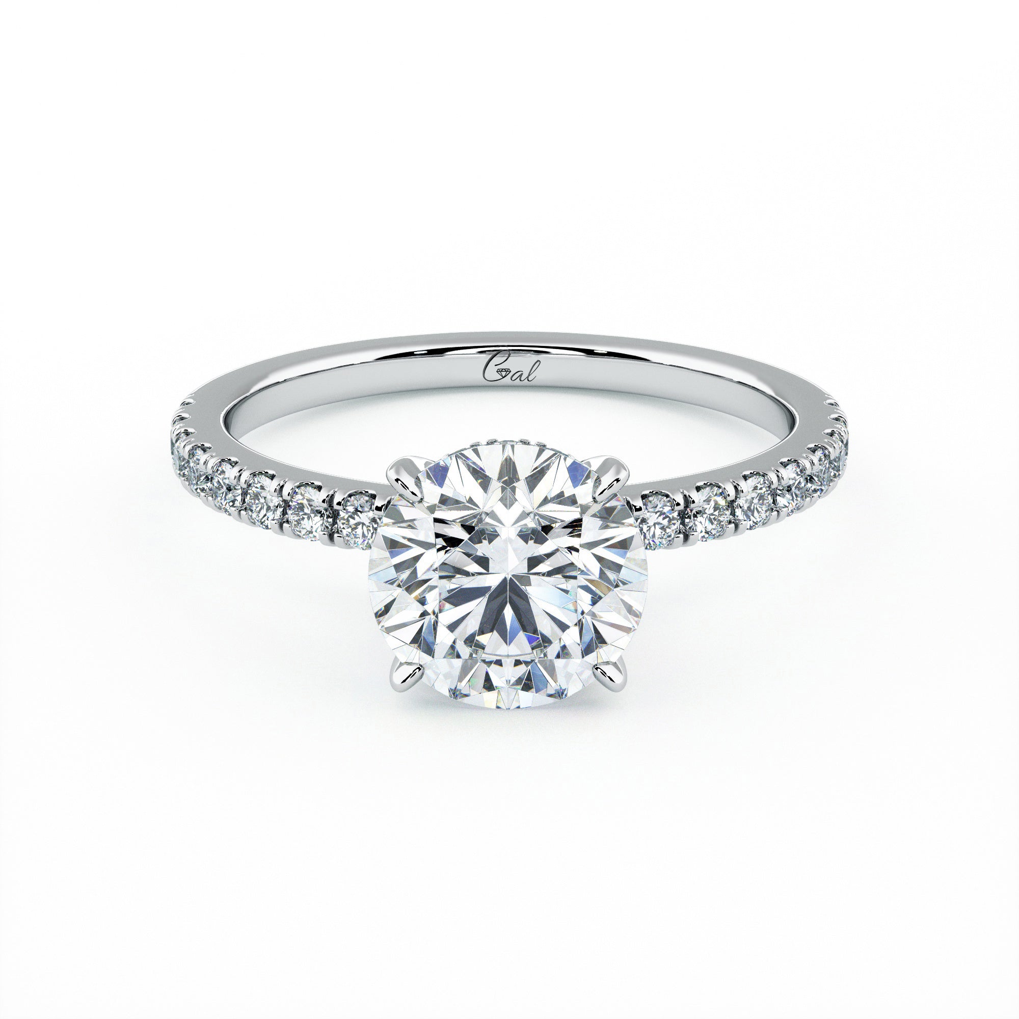 1.50 Carat Round Brilliant Micropavé Engagement Ring
