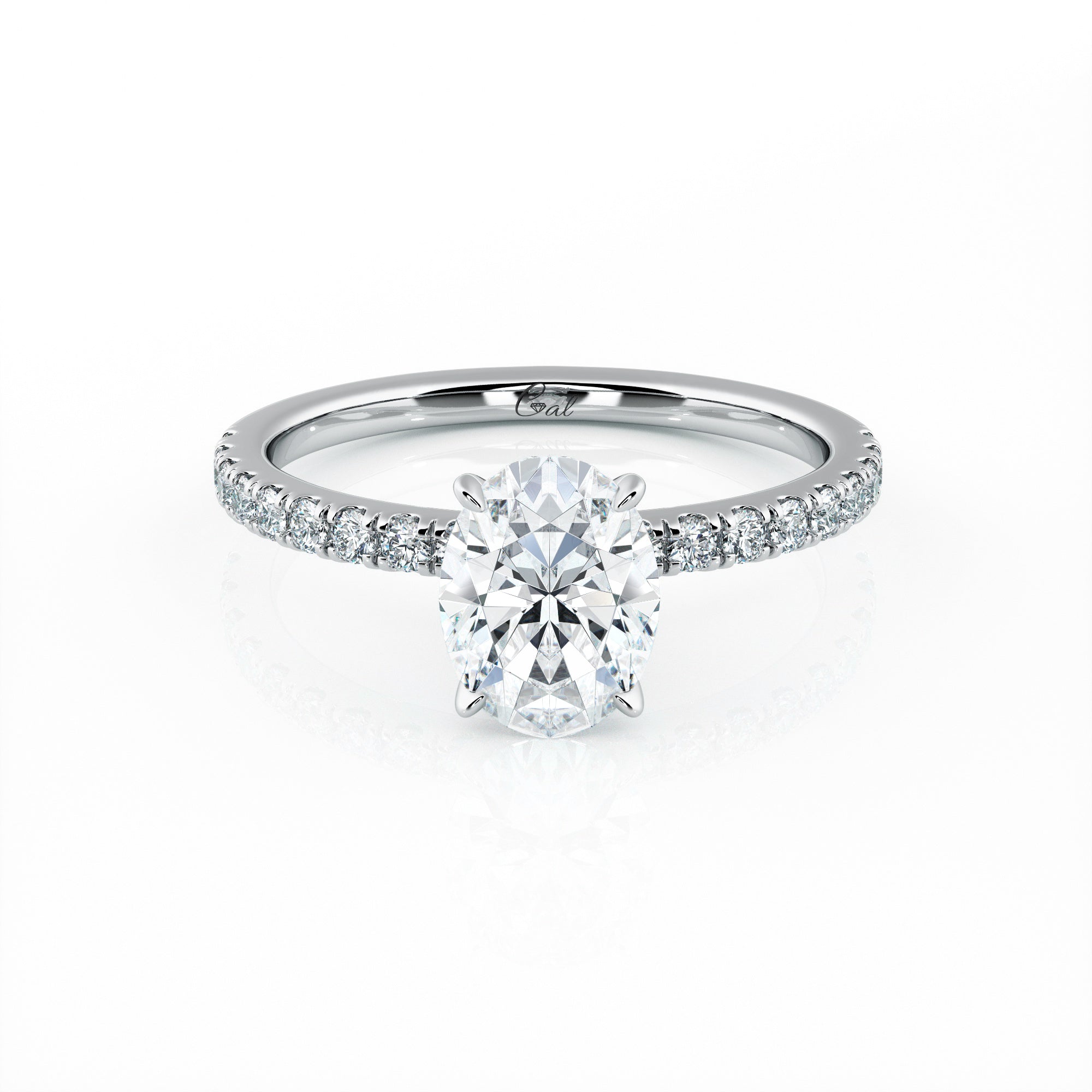 1.00 Carat Oval Shape Micropavé Engagement Ring