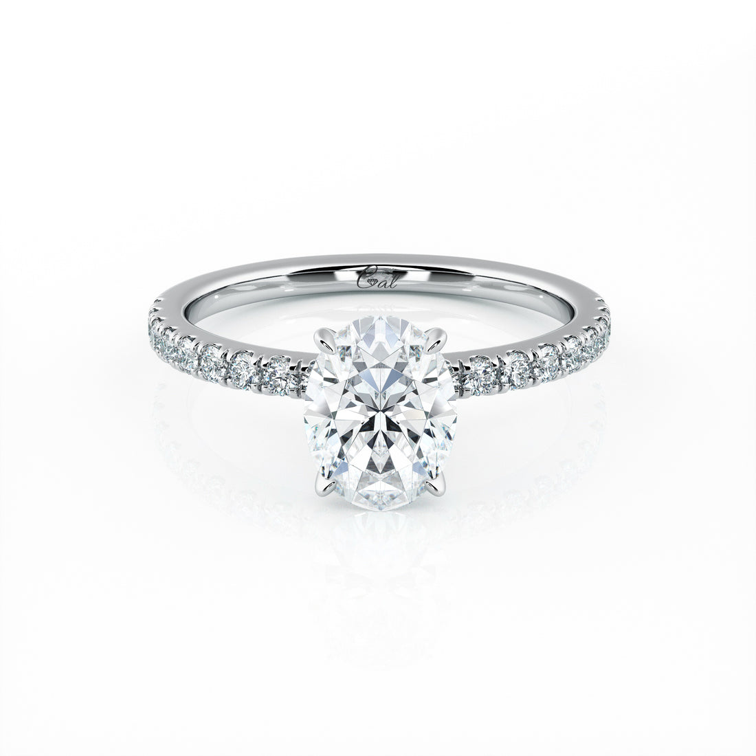 1.00 Carat Oval Shape Micropavé Engagement Ring