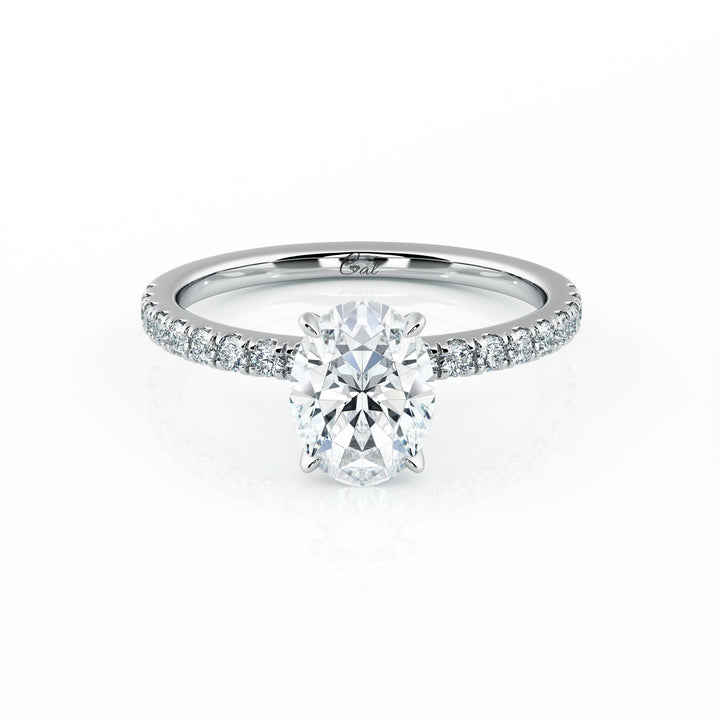 1.00 Carat Oval Shape Micropavé Engagement Ring