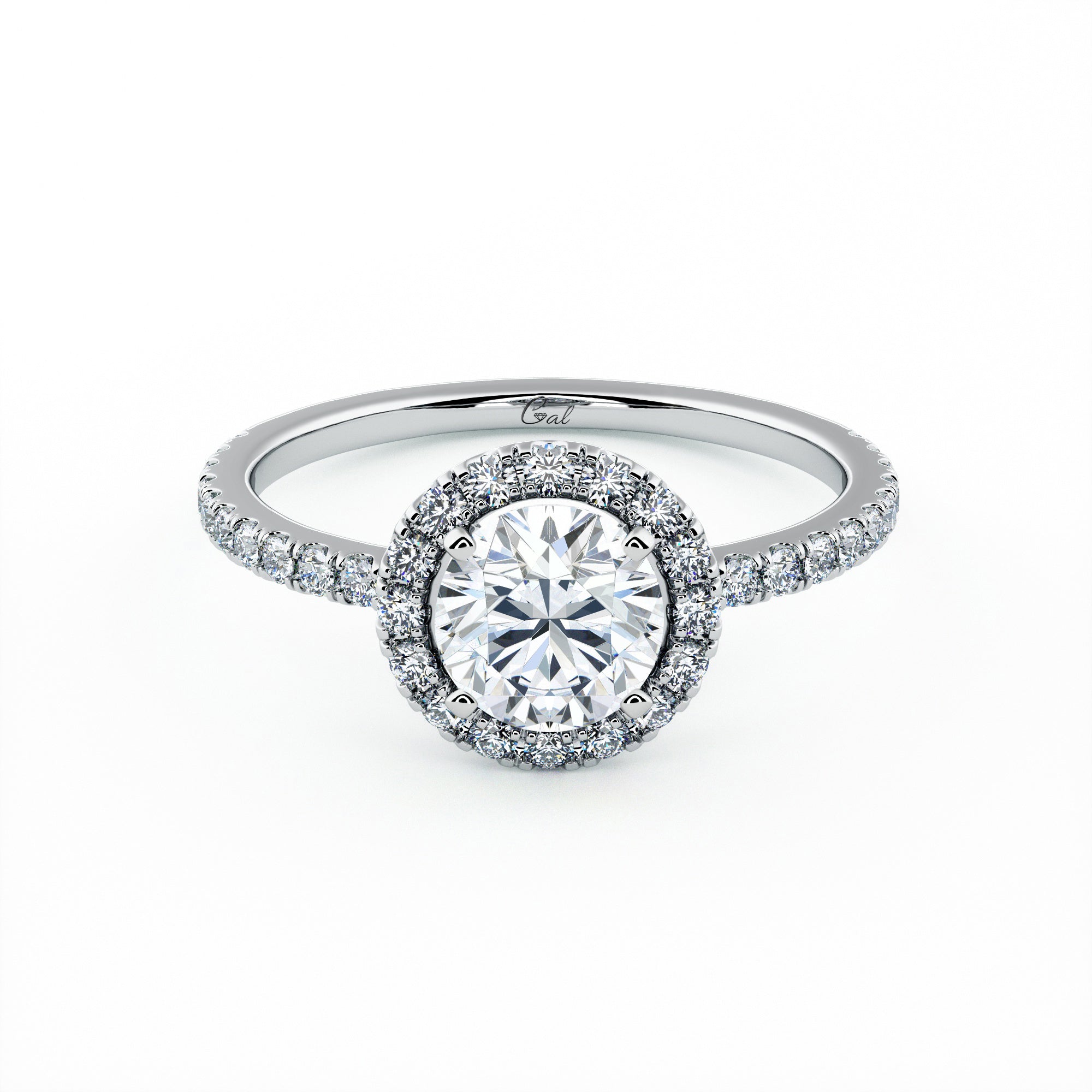 1.00 Carat Round Brilliant Micropavé Halo Engagement Ring