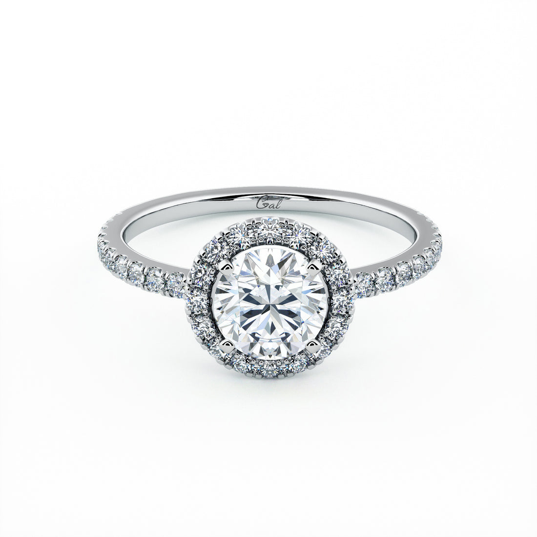 1.00 Carat Round Brilliant Micropavé Halo Engagement Ring