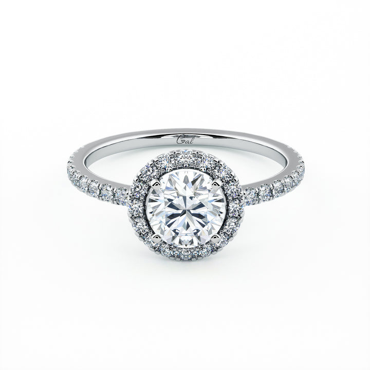 1.00 Carat Round Brilliant Micropavé Halo Engagement Ring
