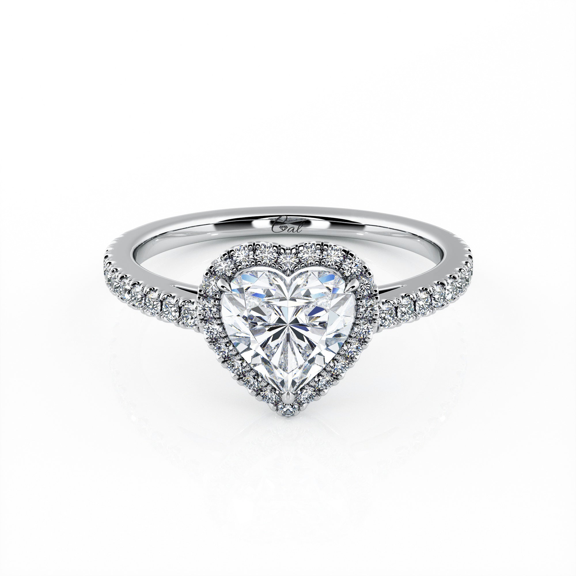 1.00 Carat Heart Shape Micropavé Engagement Ring