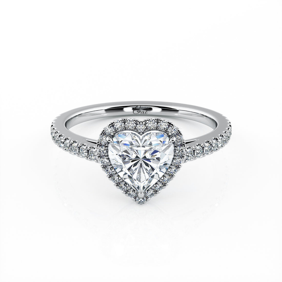 1.00 Carat Heart Shape Micropavé Engagement Ring