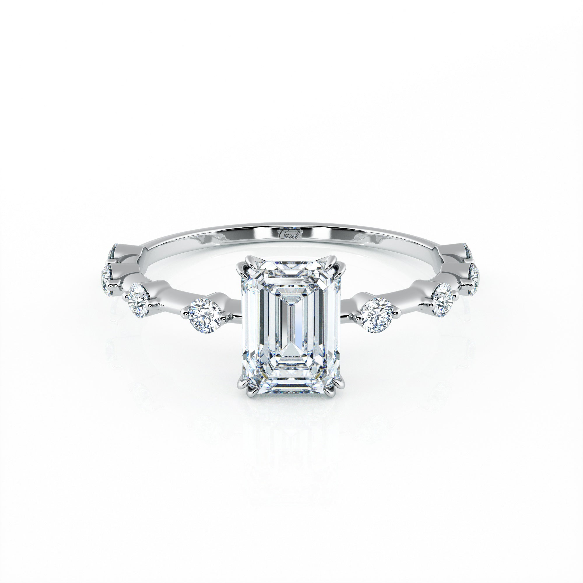 1.00 Carat Emerald Shape With Side Stones Engagement Ring