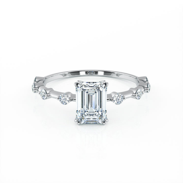 1.00 Carat Emerald Shape With Side Stones Engagement Ring