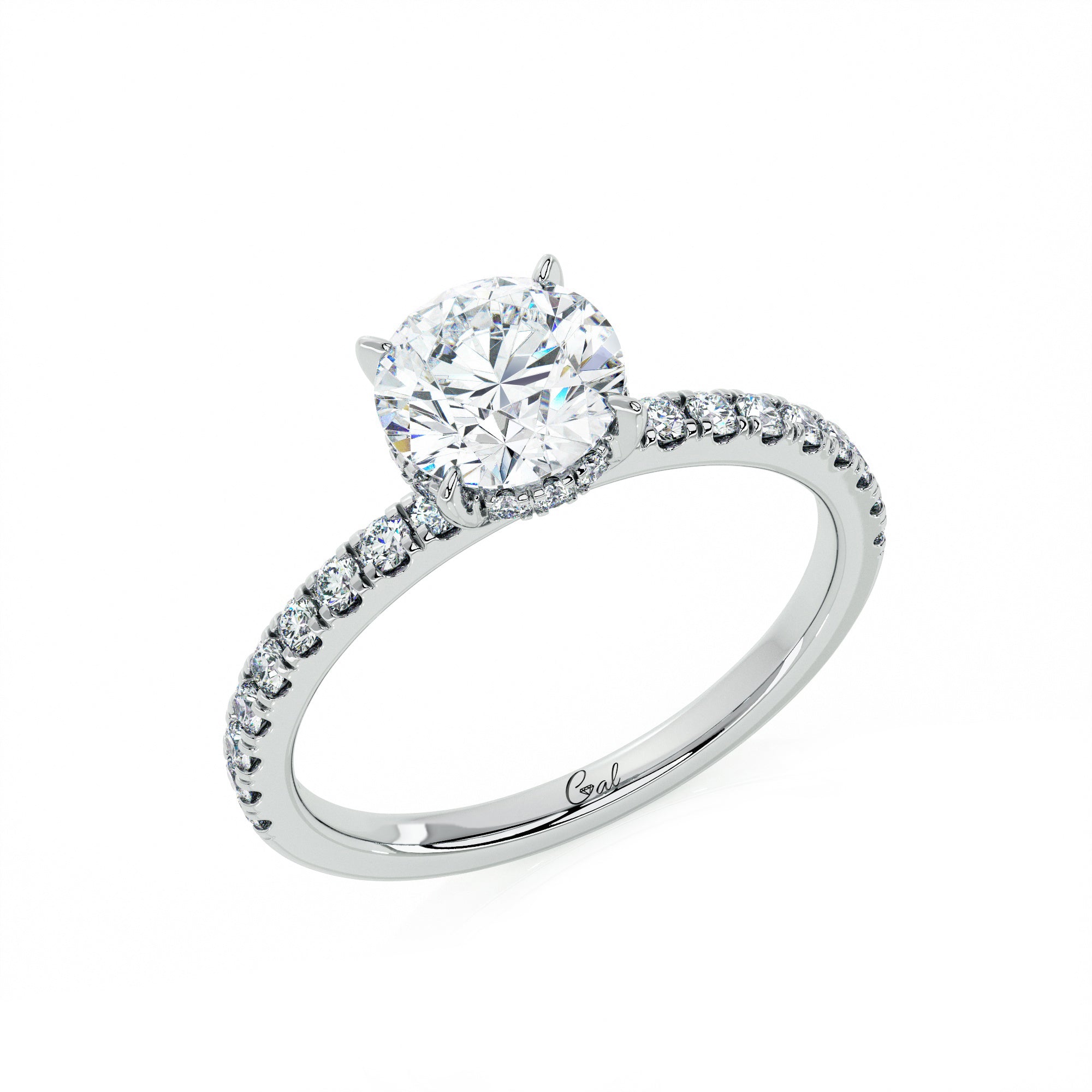 1.00 Carat Round Brilliant Micropavé Engagement Ring