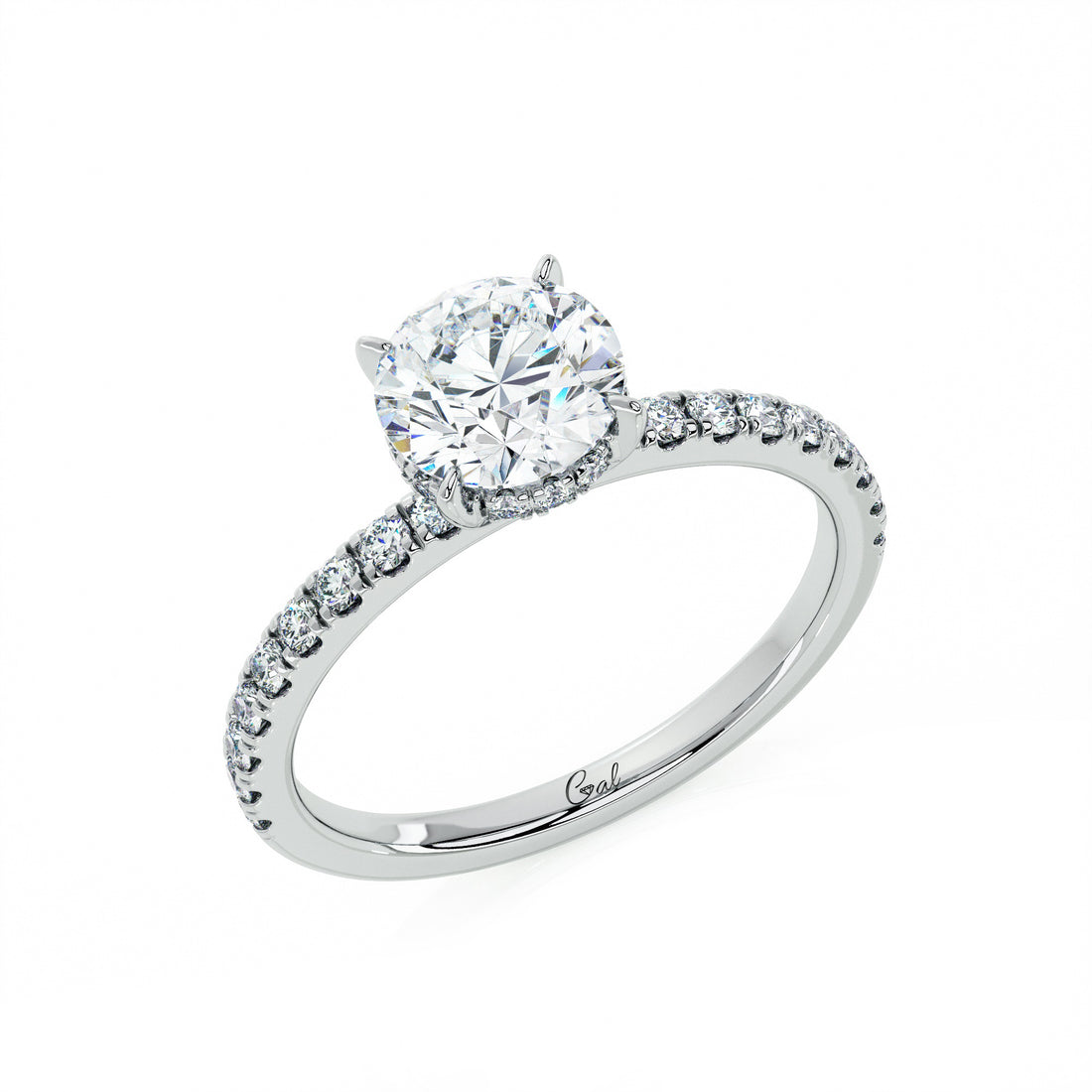 1.00 Carat Round Brilliant Micropavé Engagement Ring