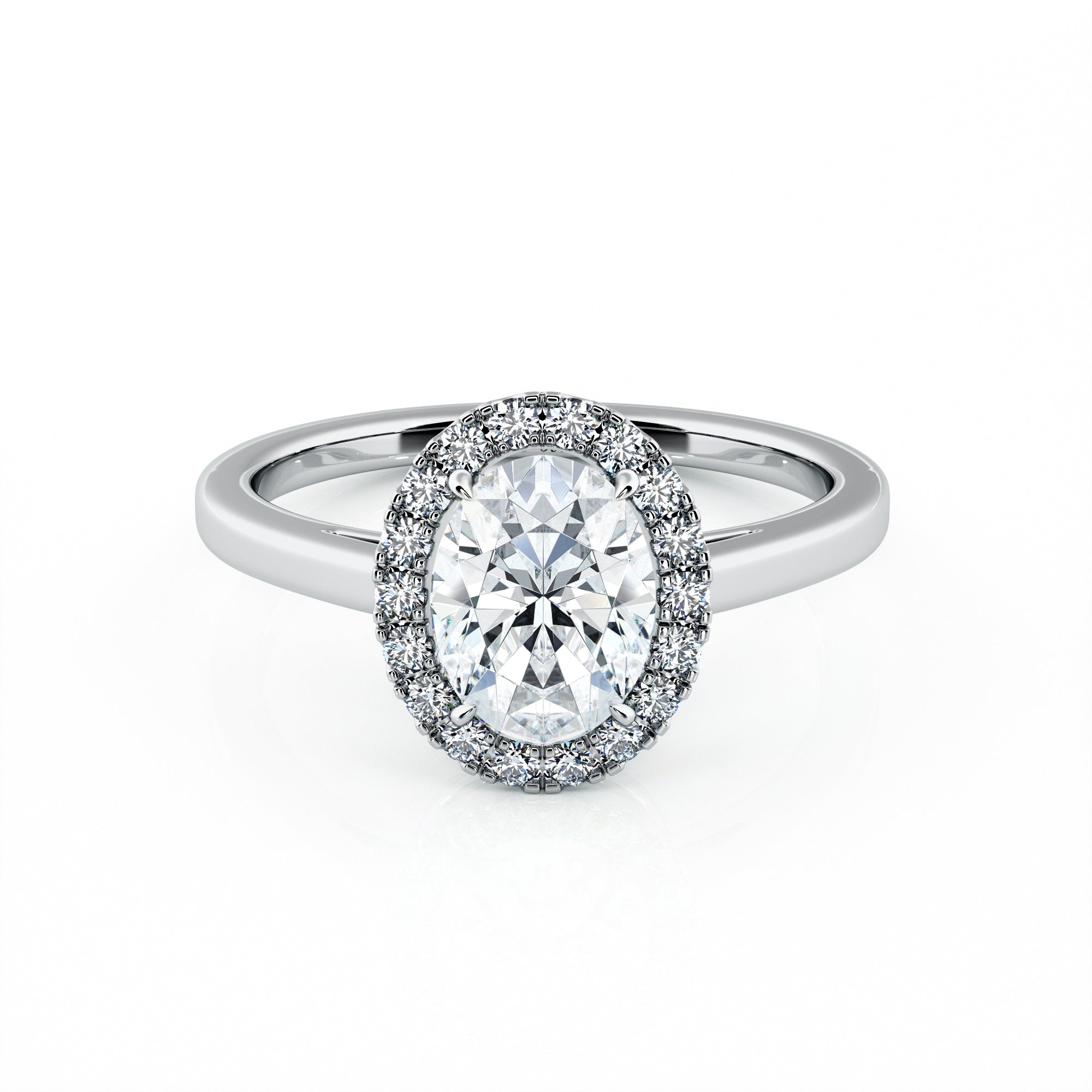 1.00 Carat Oval Shape Halo Engagement Ring