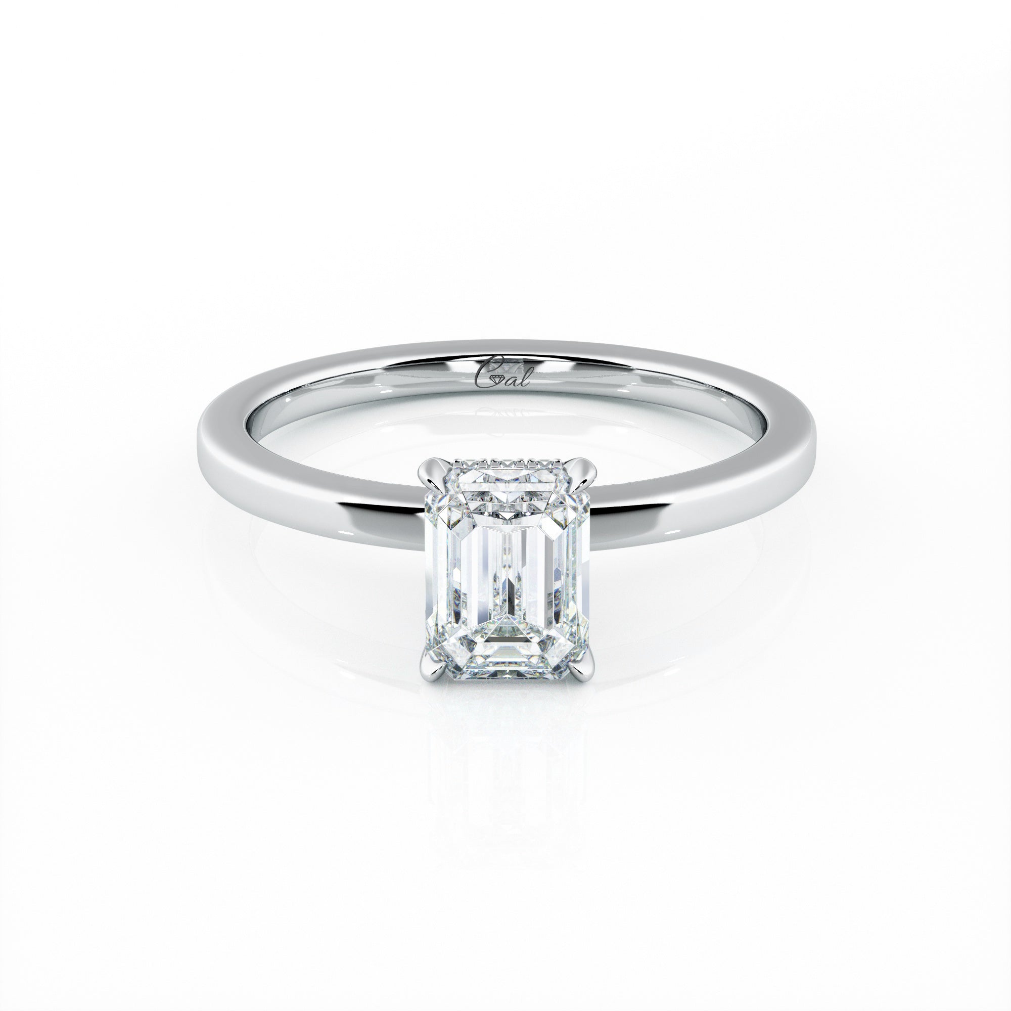 1.00 Carat Emerald Shape Solitaire Engagement Ring