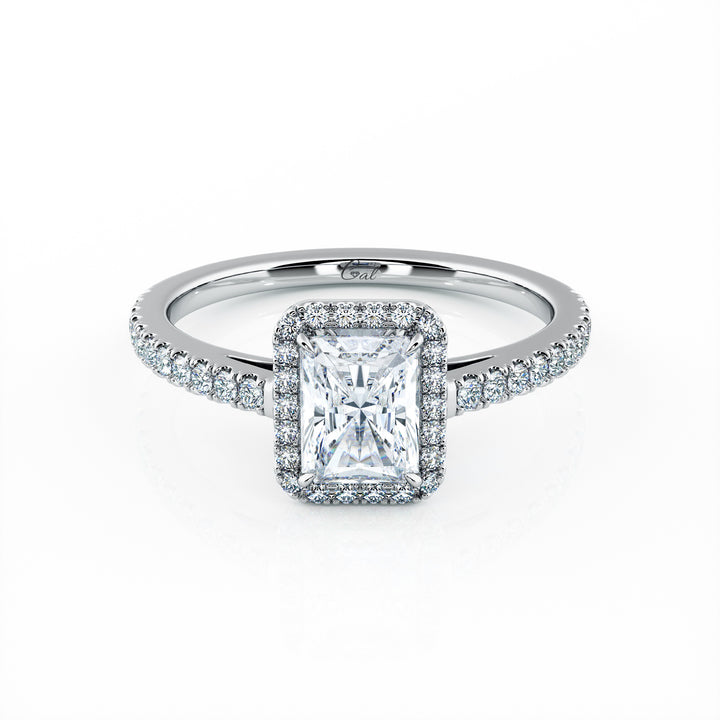 1.00 Carat Radiant Shape Micropavé Halo Engagement Ring
