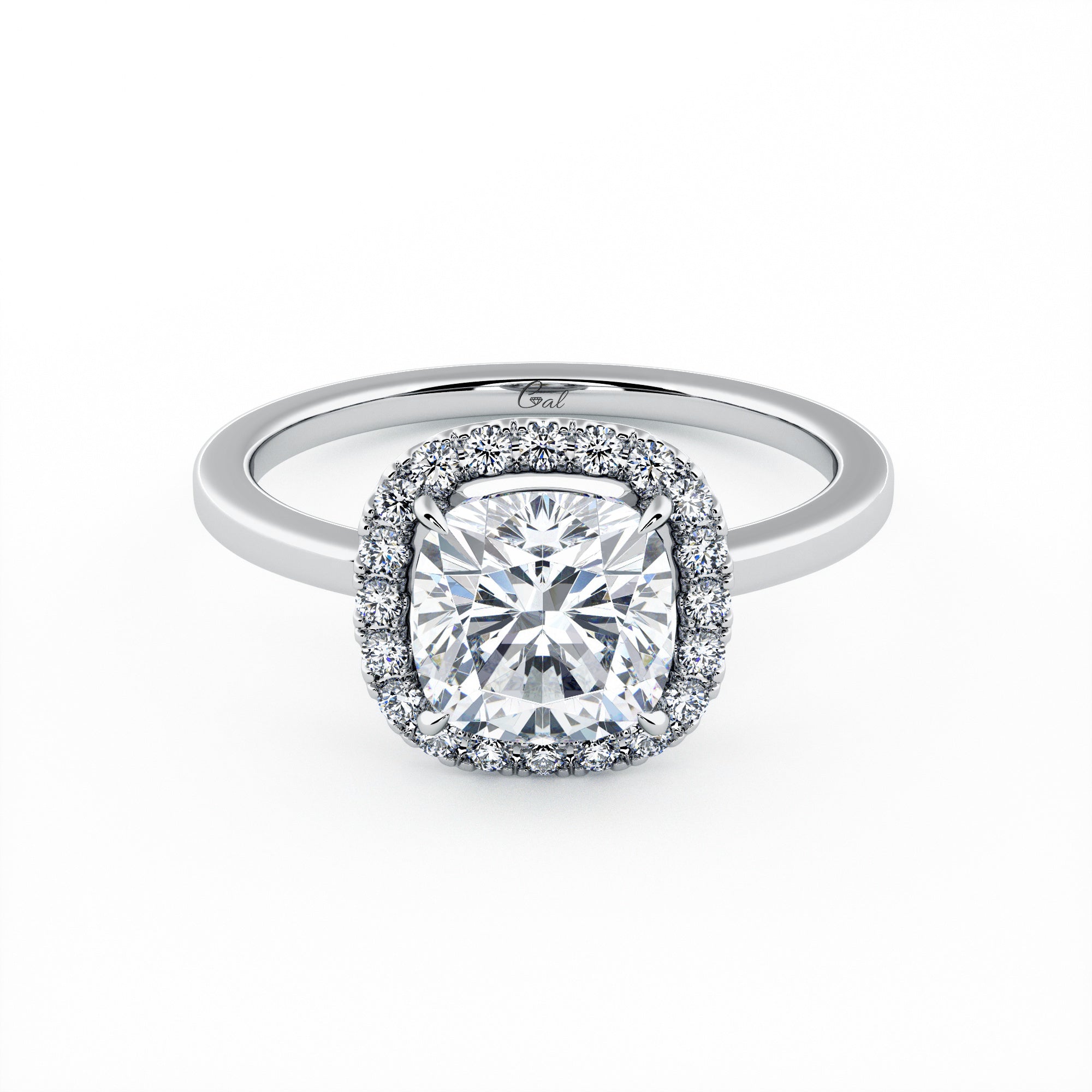 1.00 Carat Cushion Shape Halo Engagement Ring