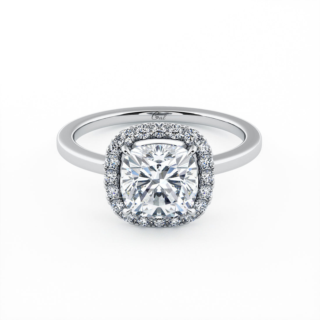 1.00 Carat Cushion Shape Halo Engagement Ring