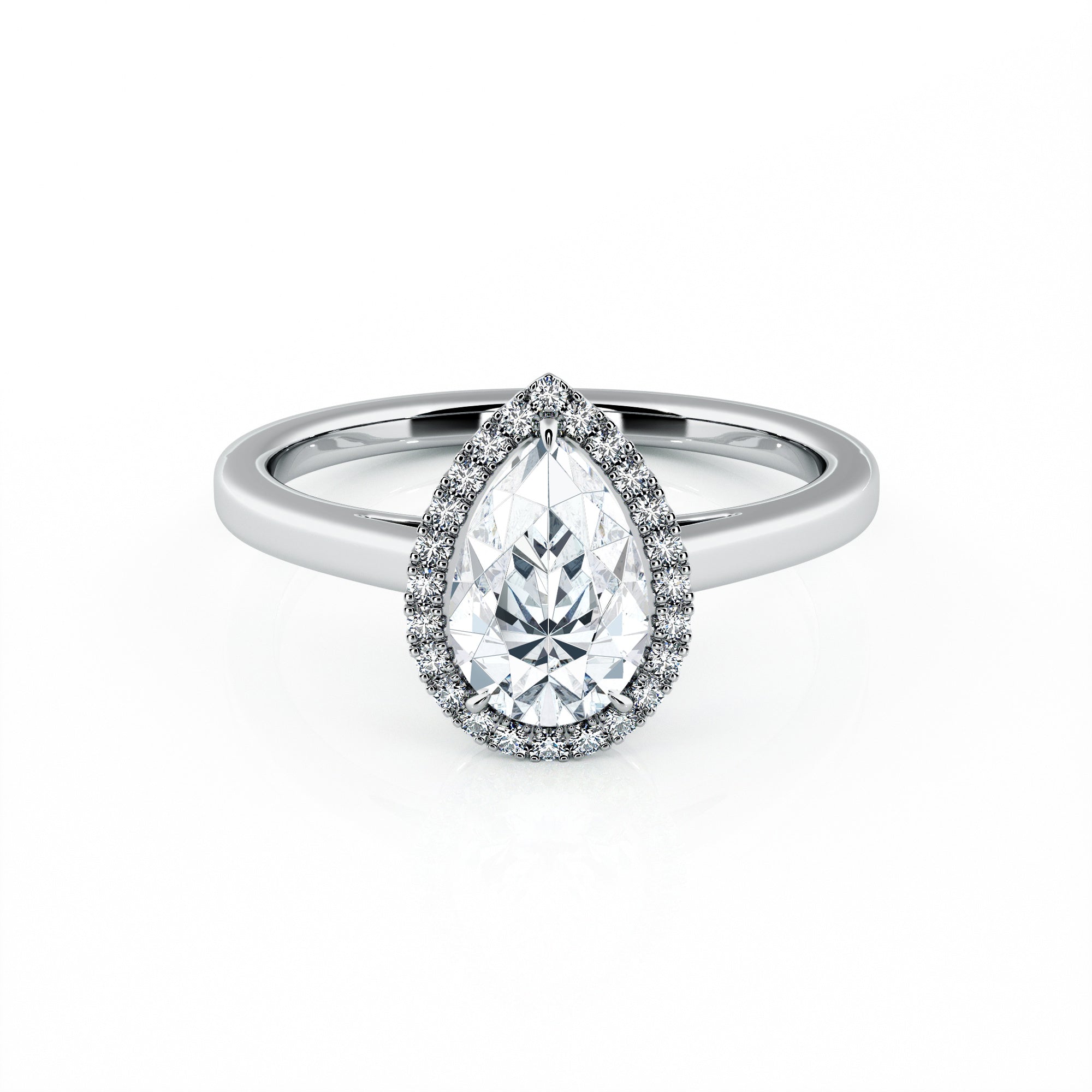 1.00 Carat Pear Shape Halo Engagement Ring