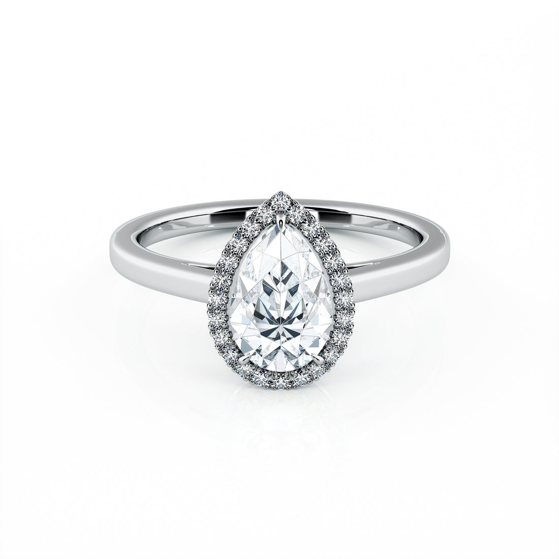 1.00 Carat Pear Shape Halo Engagement Ring
