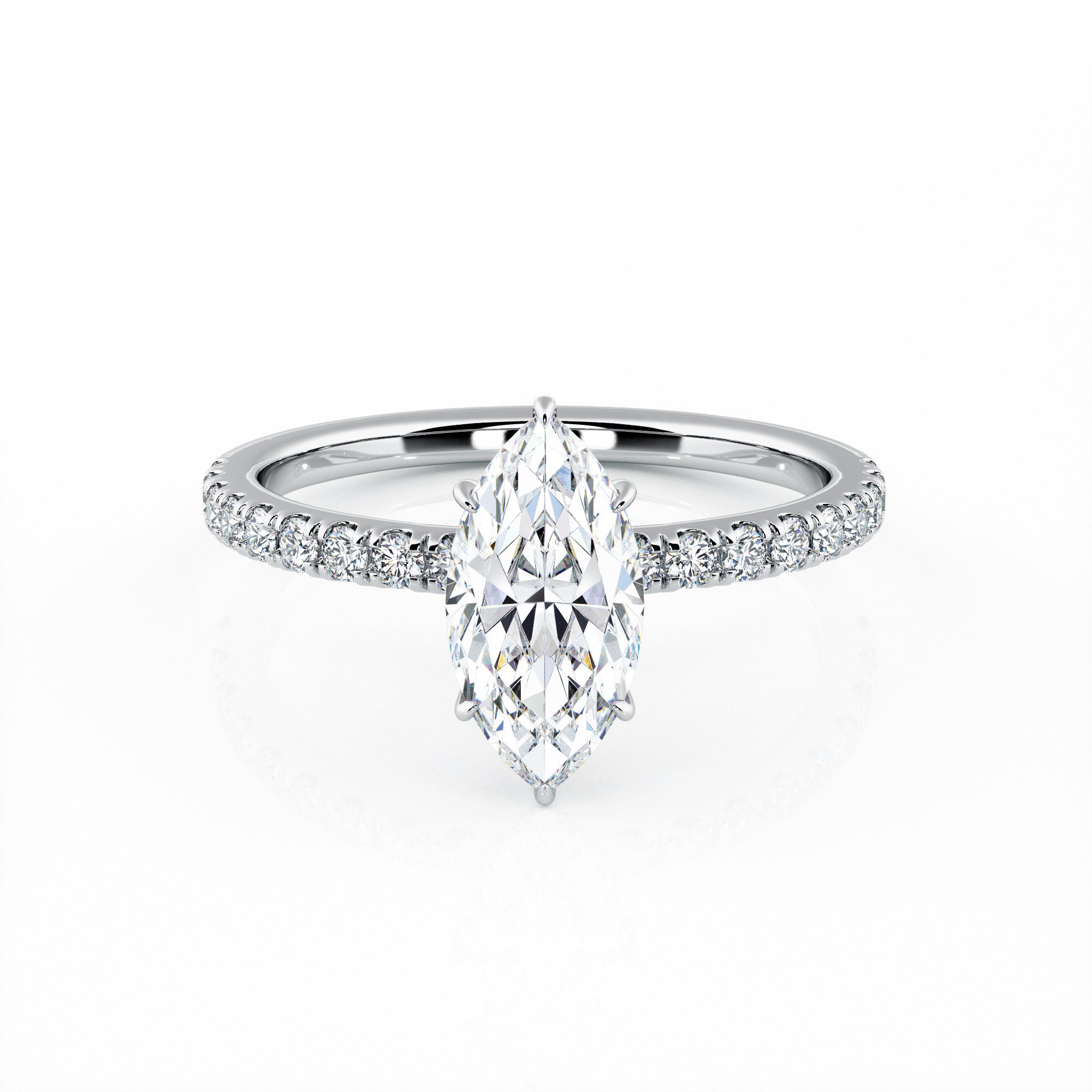1.00 Carat Marquise Shape Micropavé Engagement Ring