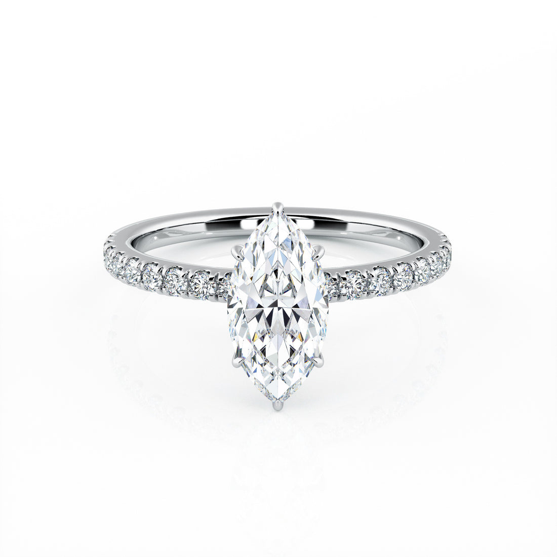 1.00 Carat Marquise Shape Micropavé Engagement Ring