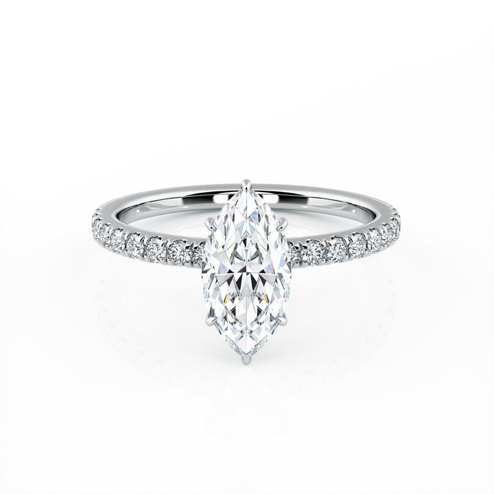 1.00 Carat Marquise Shape Micropavé Engagement Ring
