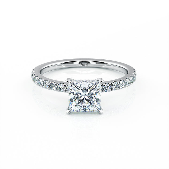 1.00 Carat Princess Shape Micropavé Engagement Ring