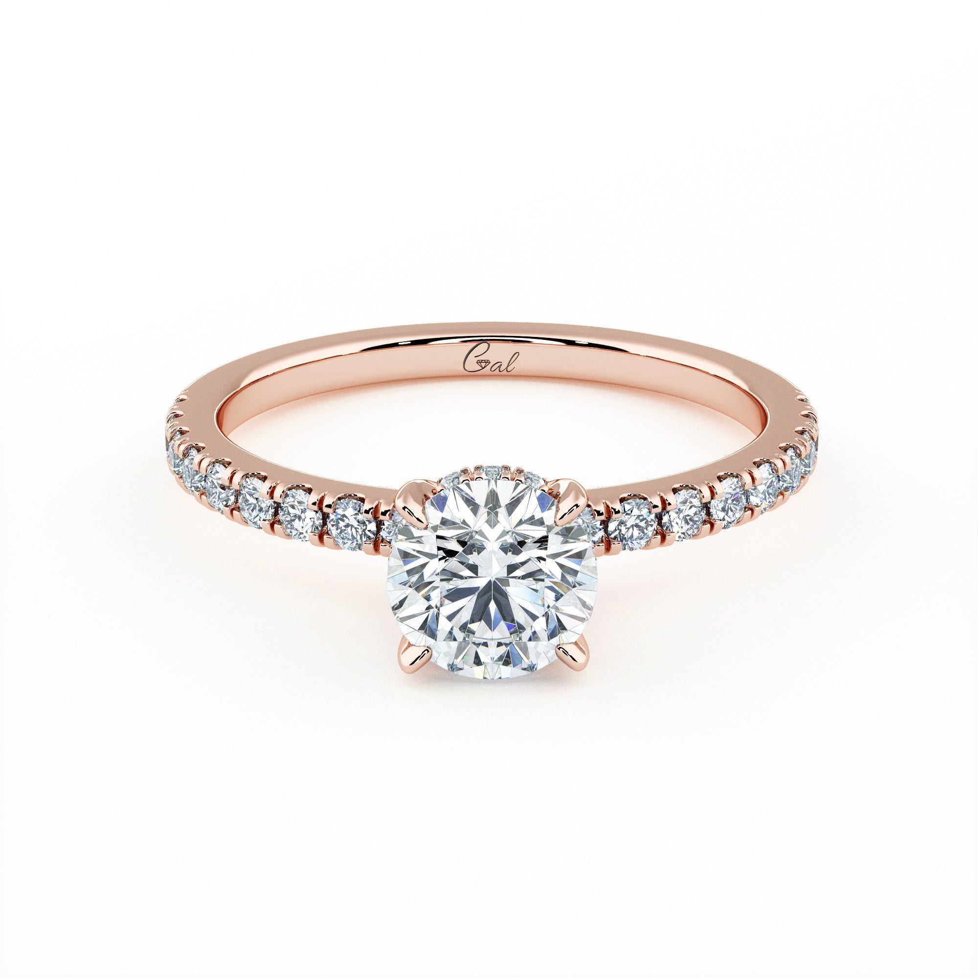 0.70 Carat Round Brilliant Micropavé Engagement Ring