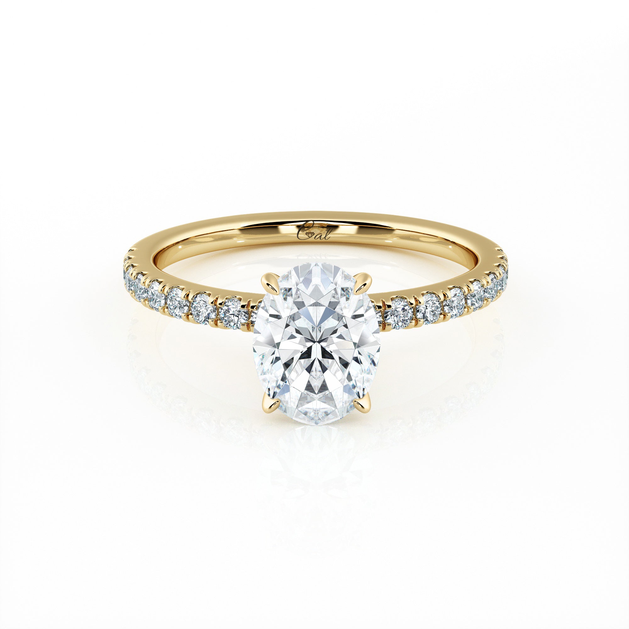 1.00 Carat Oval Shape Micropavé Engagement Ring