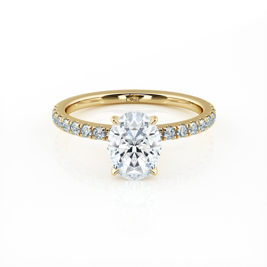 1.00 Carat Oval Shape Micropavé Engagement Ring