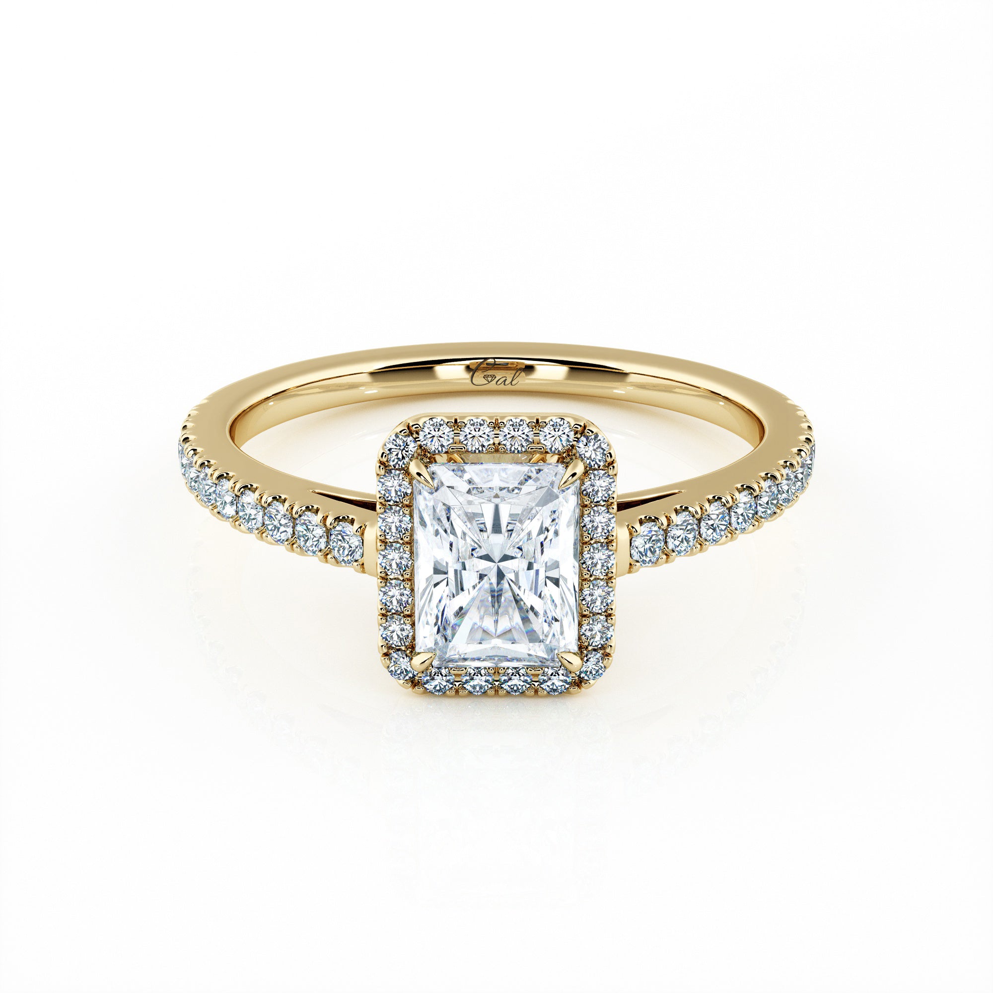 1.00 Carat Radiant Shape Micropavé Halo Engagement Ring