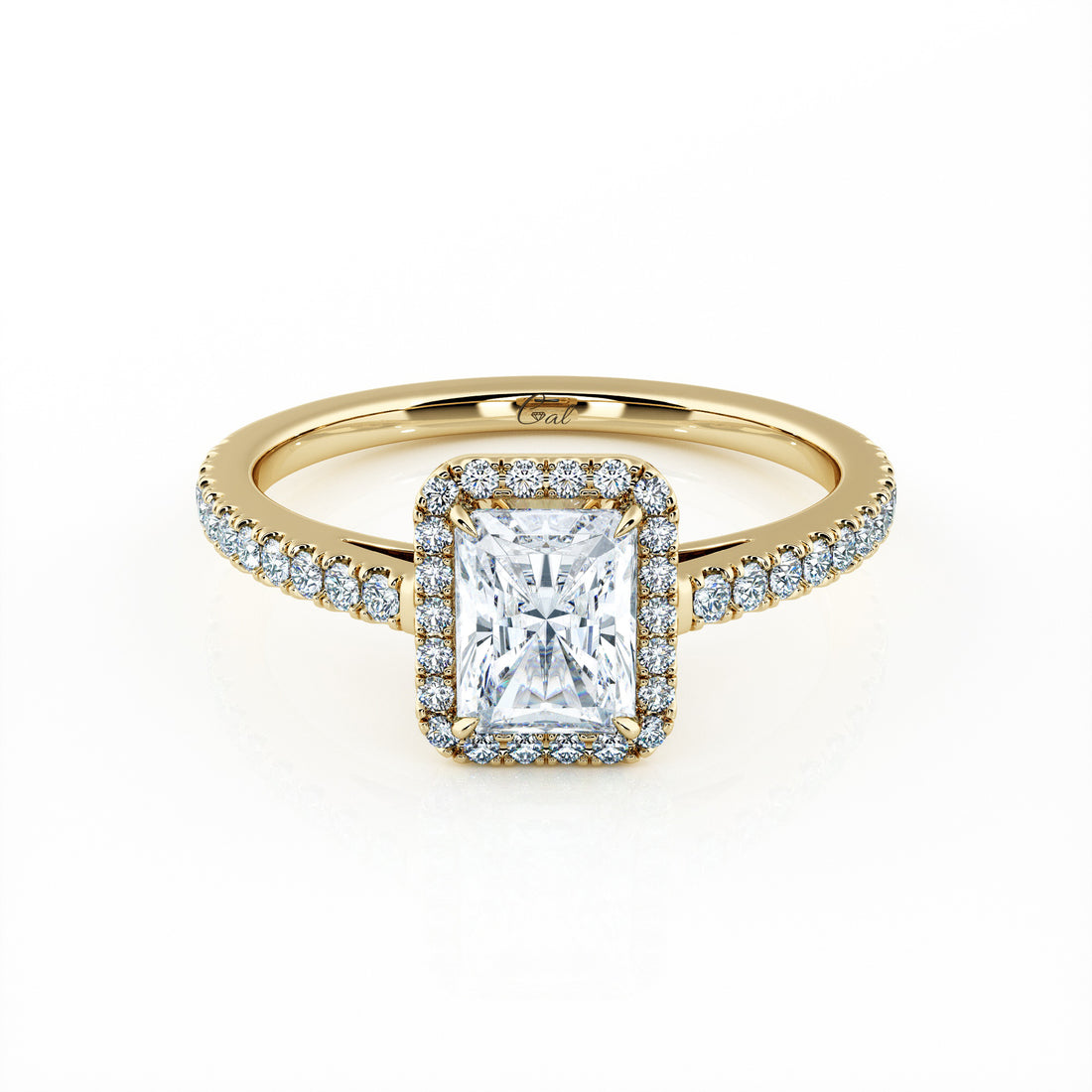 1.00 Carat Radiant Shape Micropavé Halo Engagement Ring