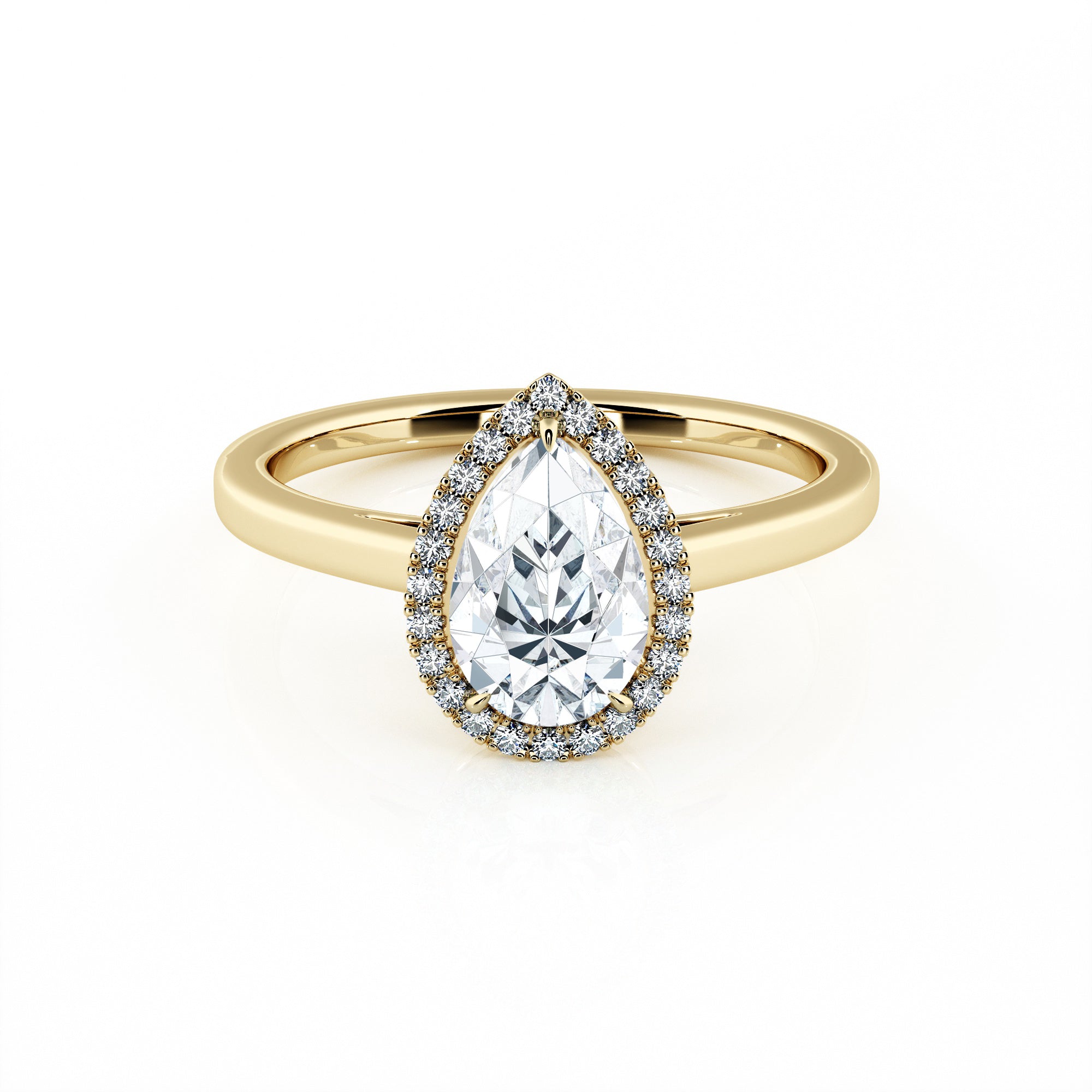1.00 Carat Pear Shape Halo Engagement Ring