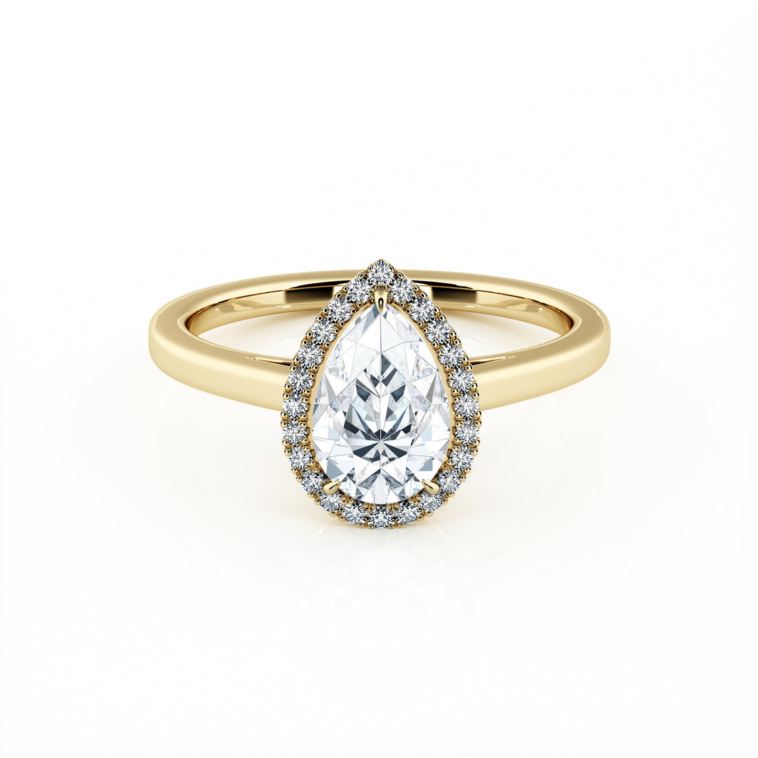 1.00 Carat Pear Shape Halo Engagement Ring