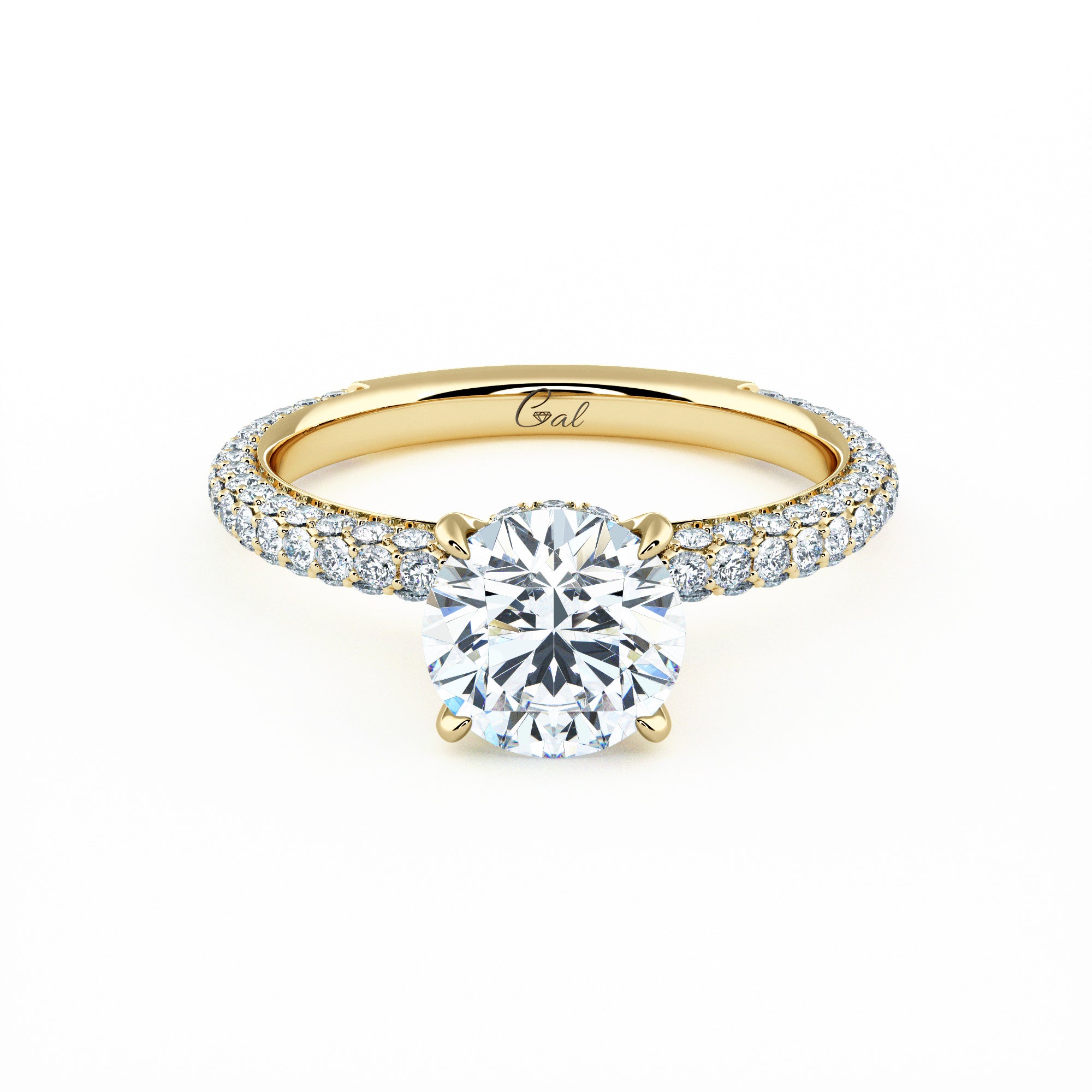 1.00 Carat Round Brilliant Trio Pave Engagement Ring