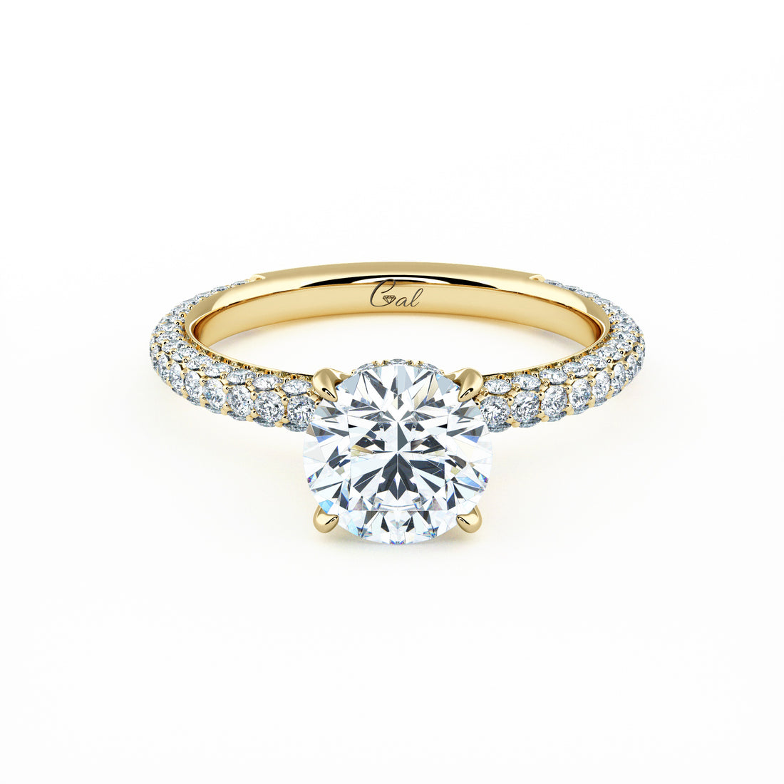 1.00 Carat Round Brilliant Trio Pave Engagement Ring