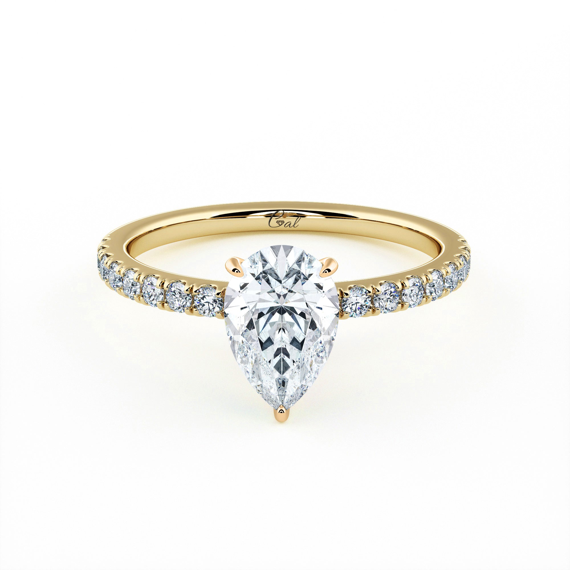1.00 Carat Pear Shape Micropavé Engagement Ring