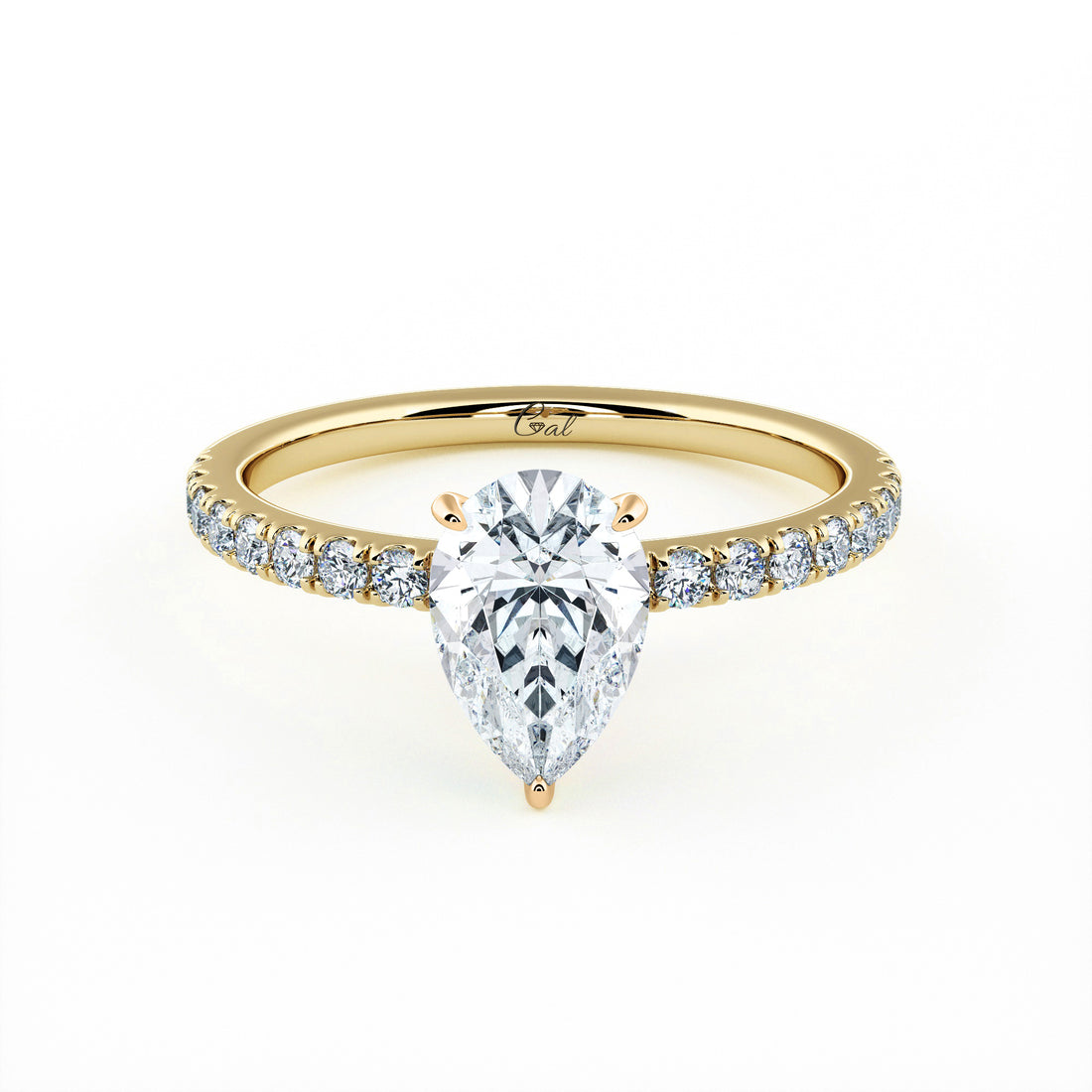 1.00 Carat Pear Shape Micropavé Engagement Ring