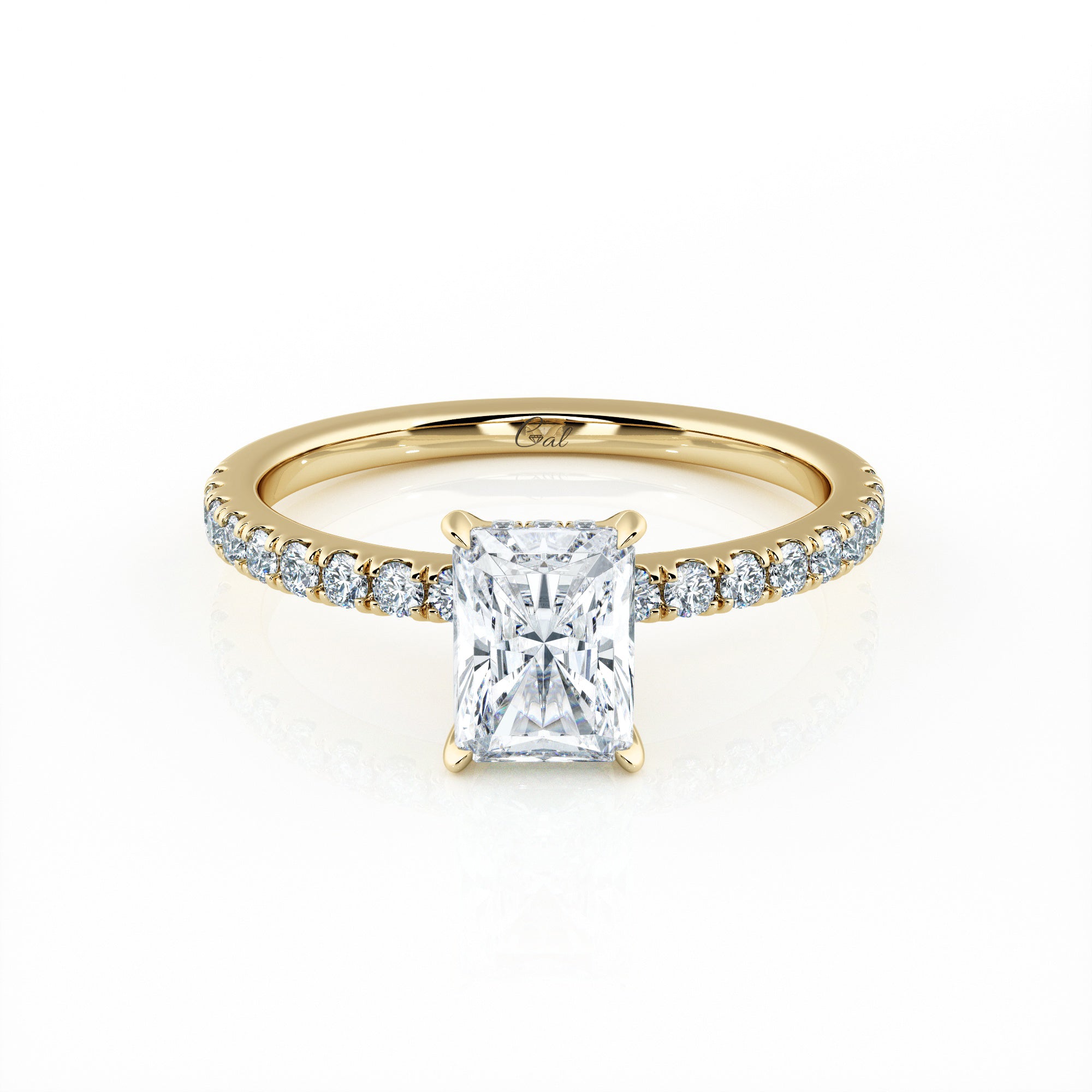 1.00 Carat Radiant Shape Micropavé Engagement Ring