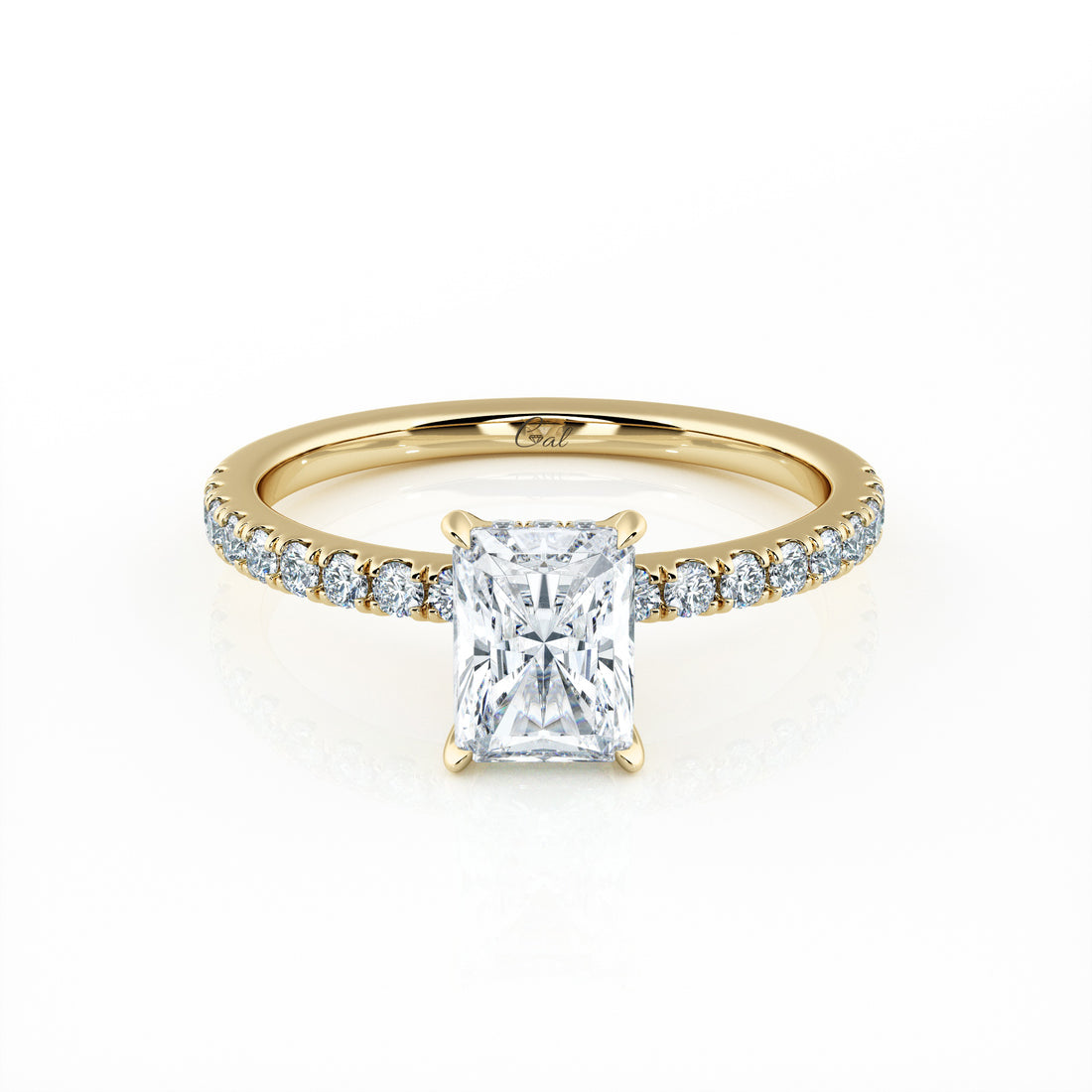 1.00 Carat Radiant Shape Micropavé Engagement Ring