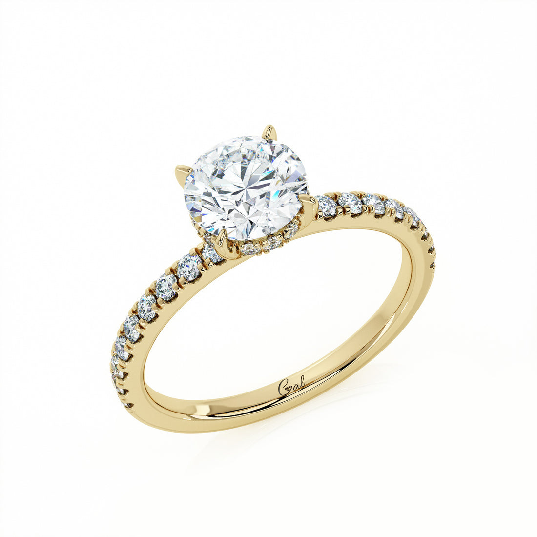 1.00 Carat Round Brilliant Micropavé Engagement Ring
