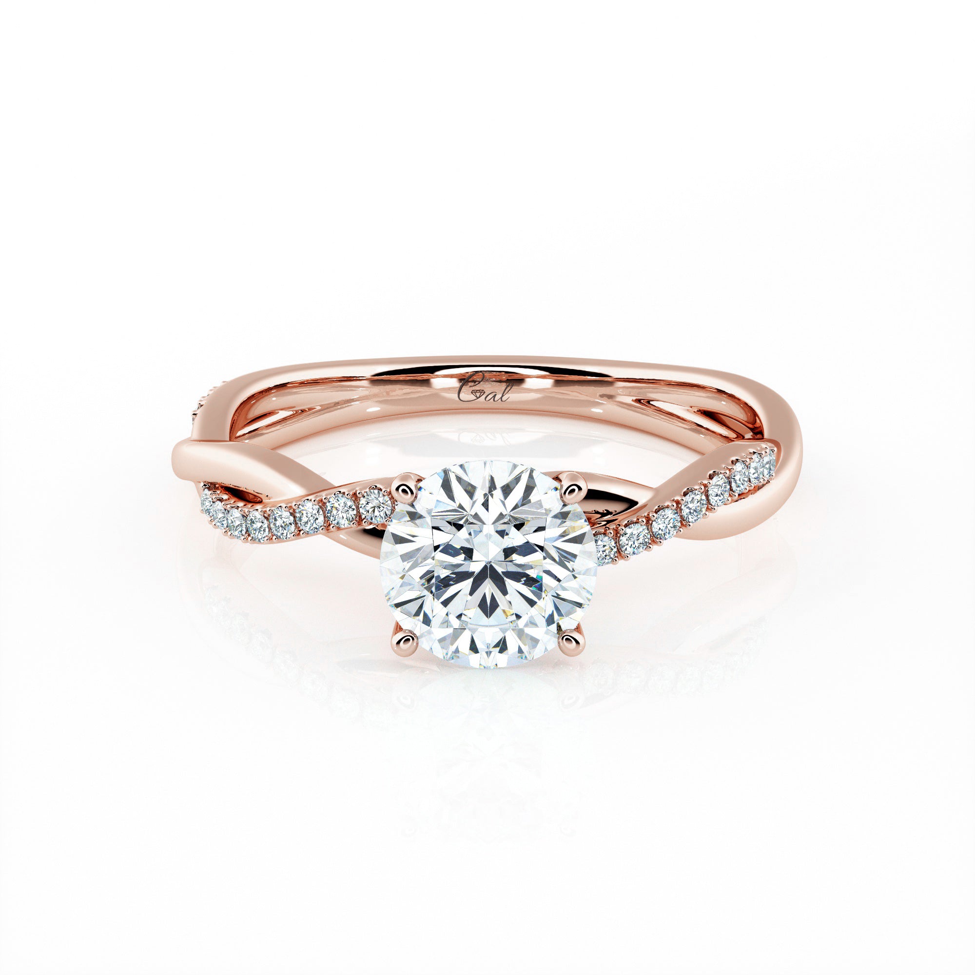 1.00 Carat Round Brilliant Micropavé Infinity Twist Engagement Ring