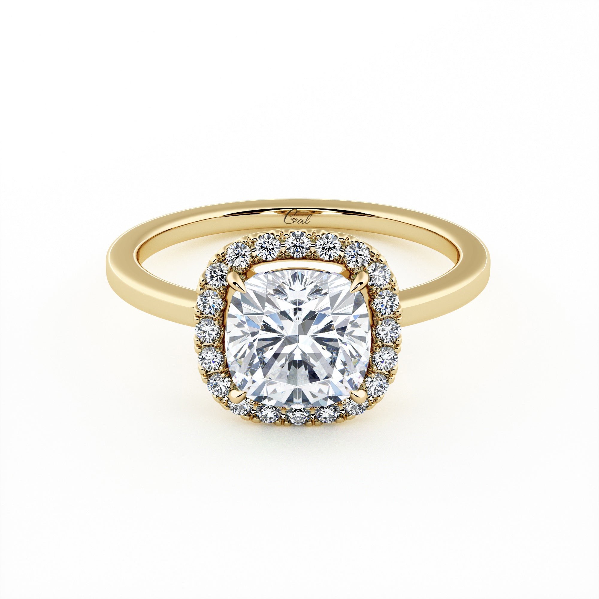 1.00 Carat Cushion Shape Halo Engagement Ring