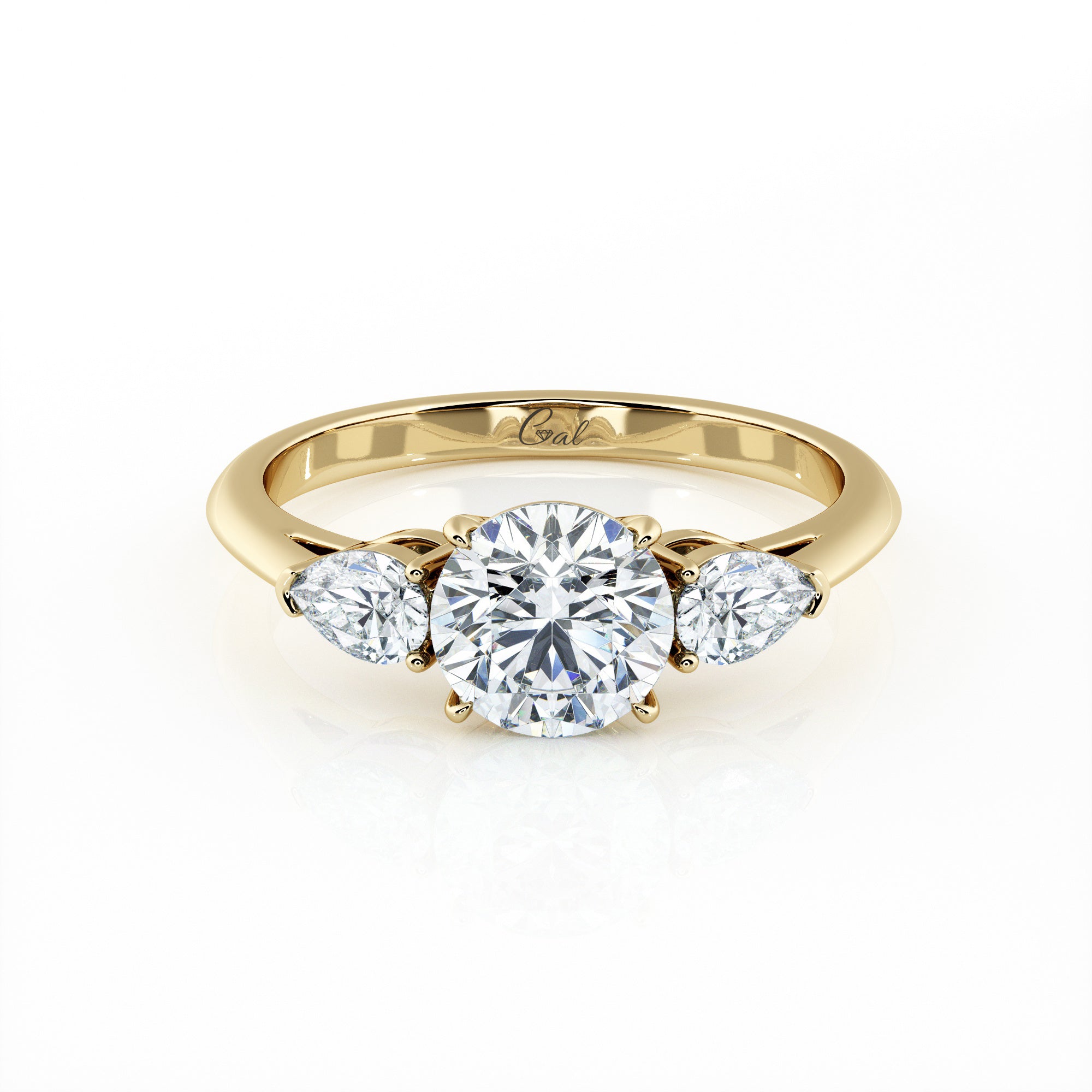 1.00 Carat Round Brilliant Shape With Pear Shape Side Stones Engagement Ring