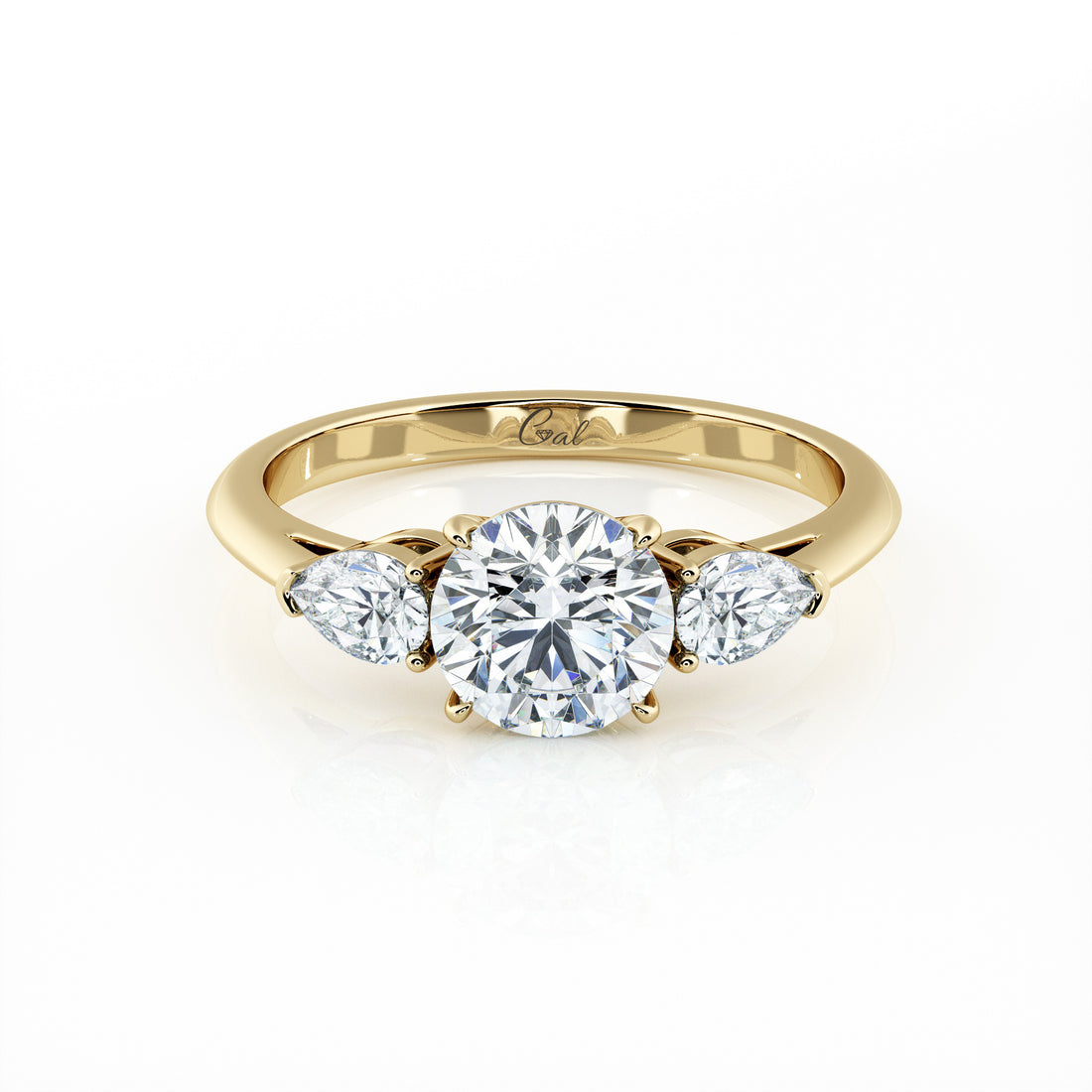 1.00 Carat Round Brilliant Shape With Pear Shape Side Stones Engagement Ring