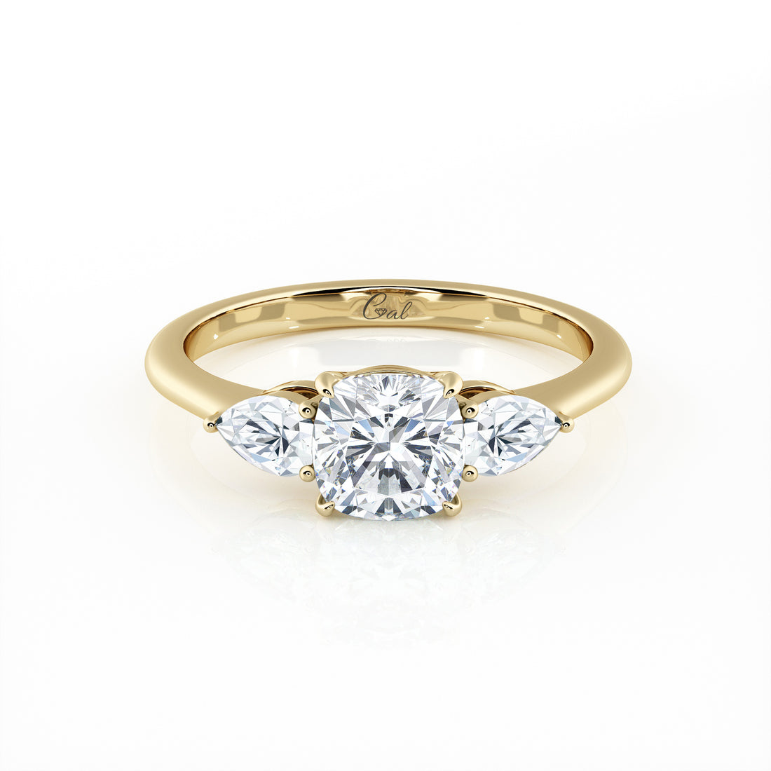 1.00 Carat Cushion Shape With Pear Shape Side Stones Engagement Ring
