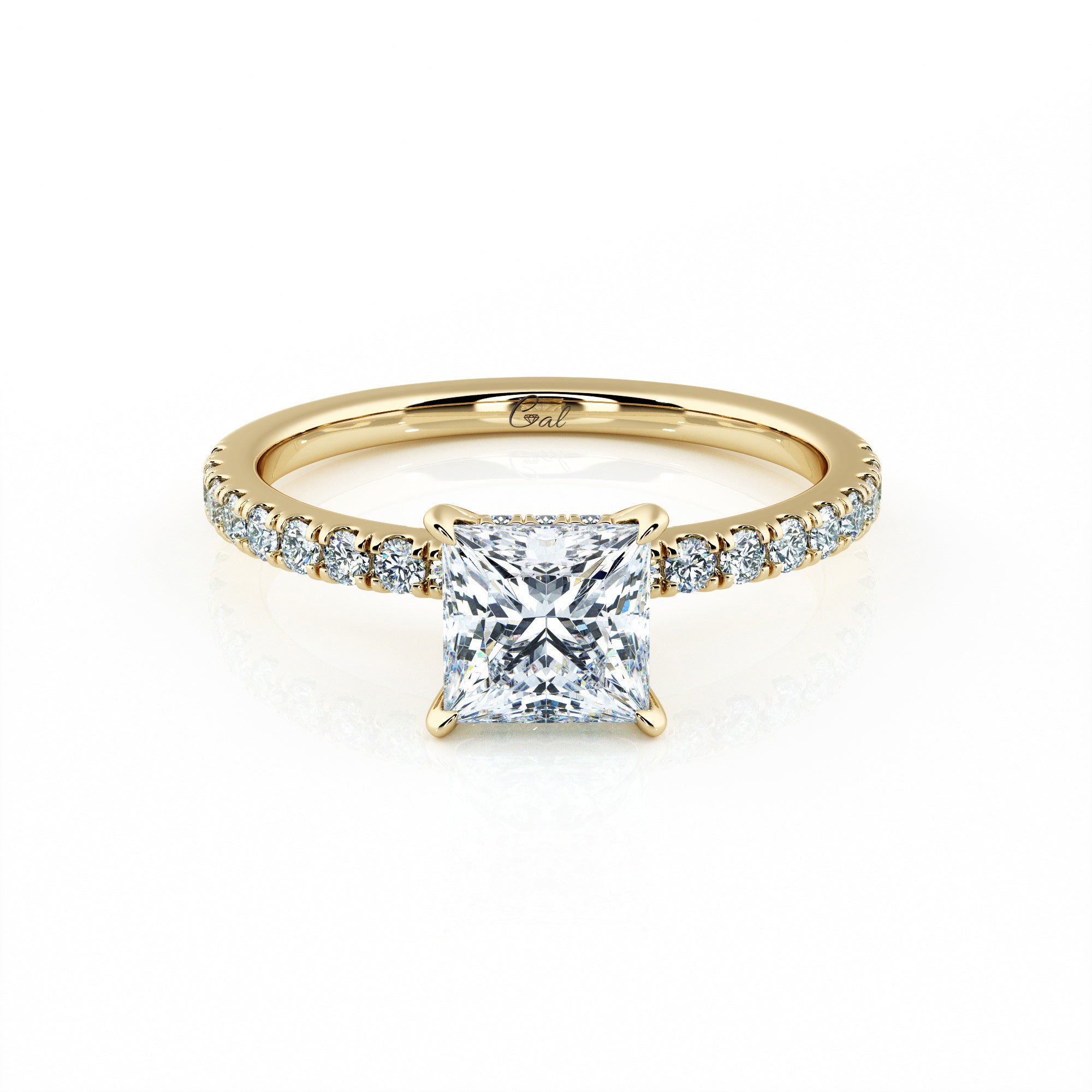 1.00 Carat Princess Shape Micropavé Engagement Ring